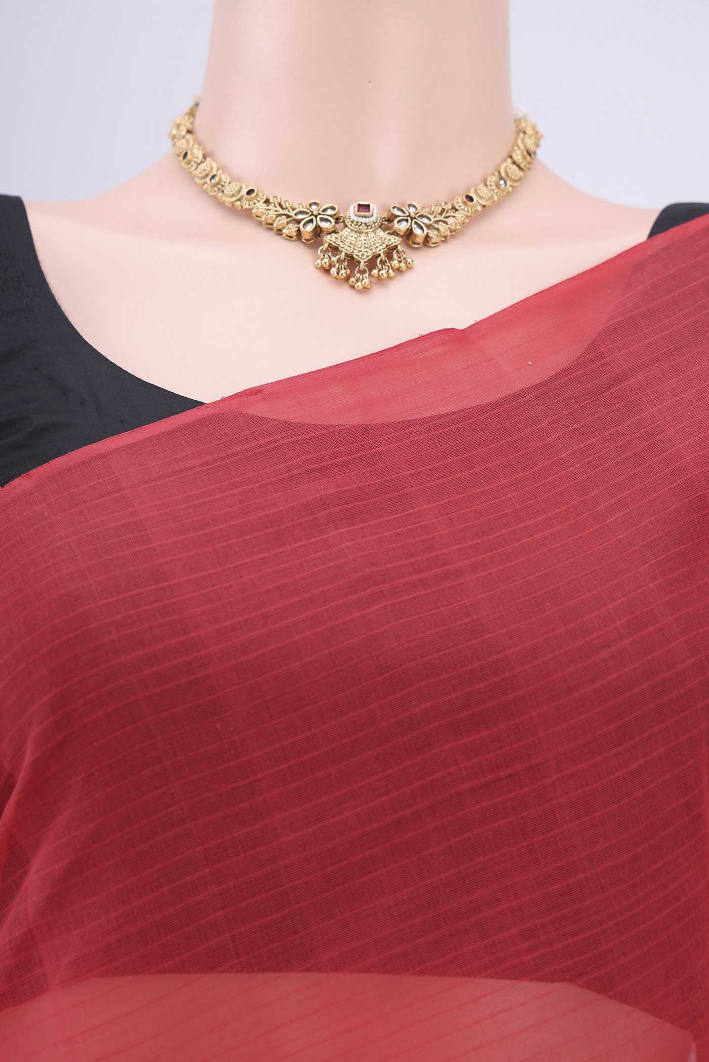 Coral Kanchi Cotton Saree - Image 2