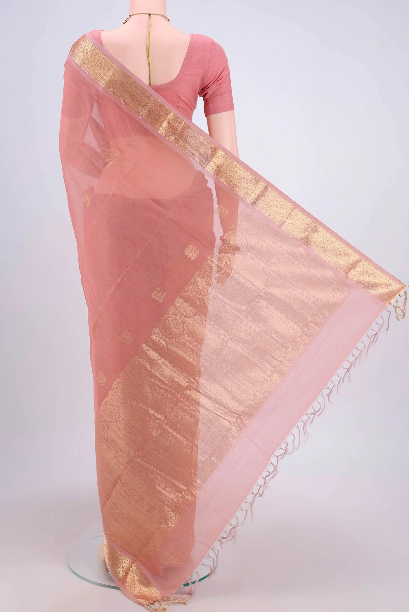Peach Kanchi Cotton Saree - Image 3