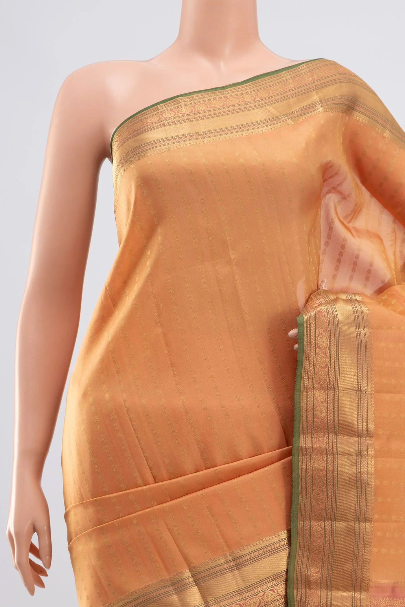 Peach Kanchipuram Silk Saree - Image 2