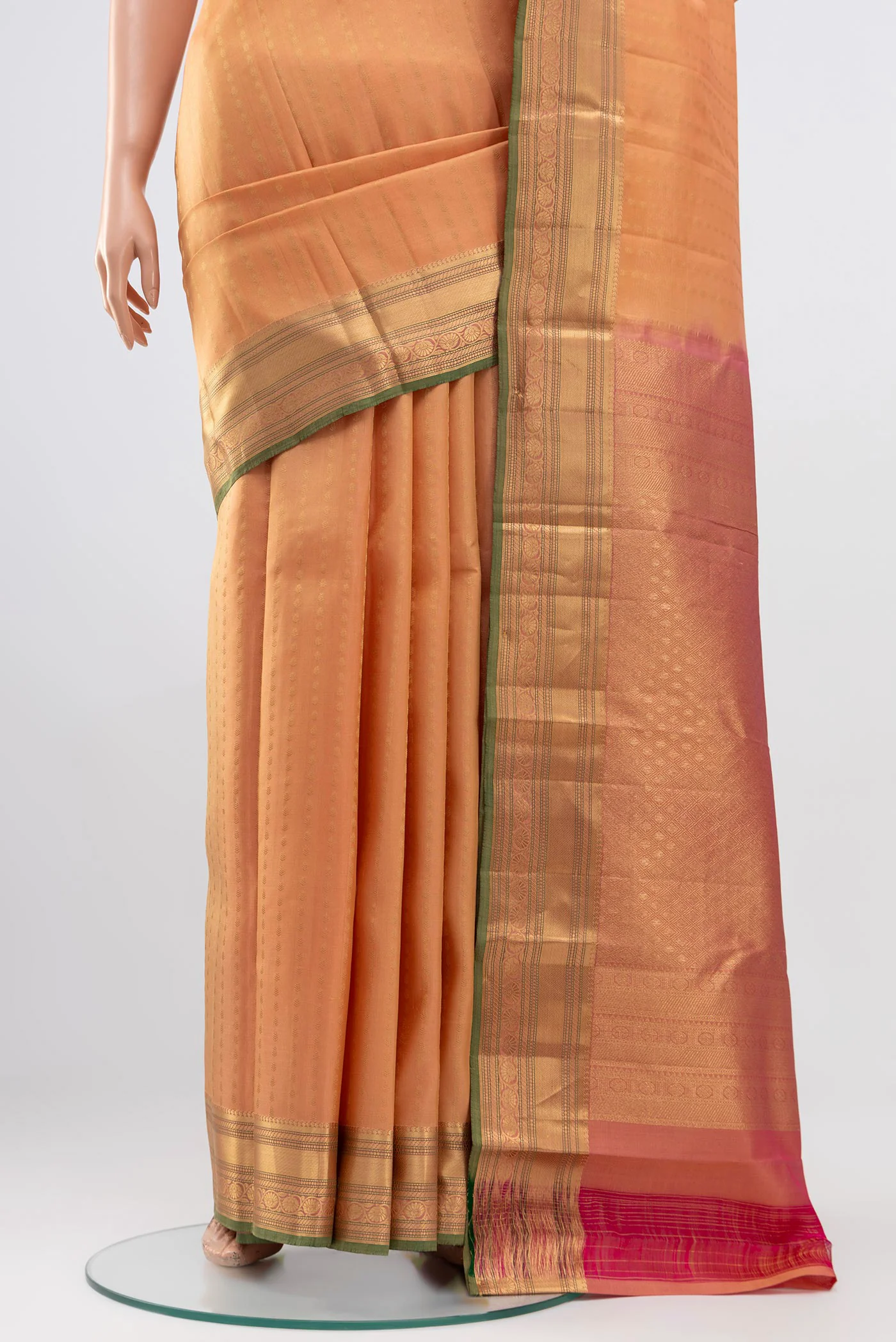 Peach Kanchipuram Silk Saree - Image 3