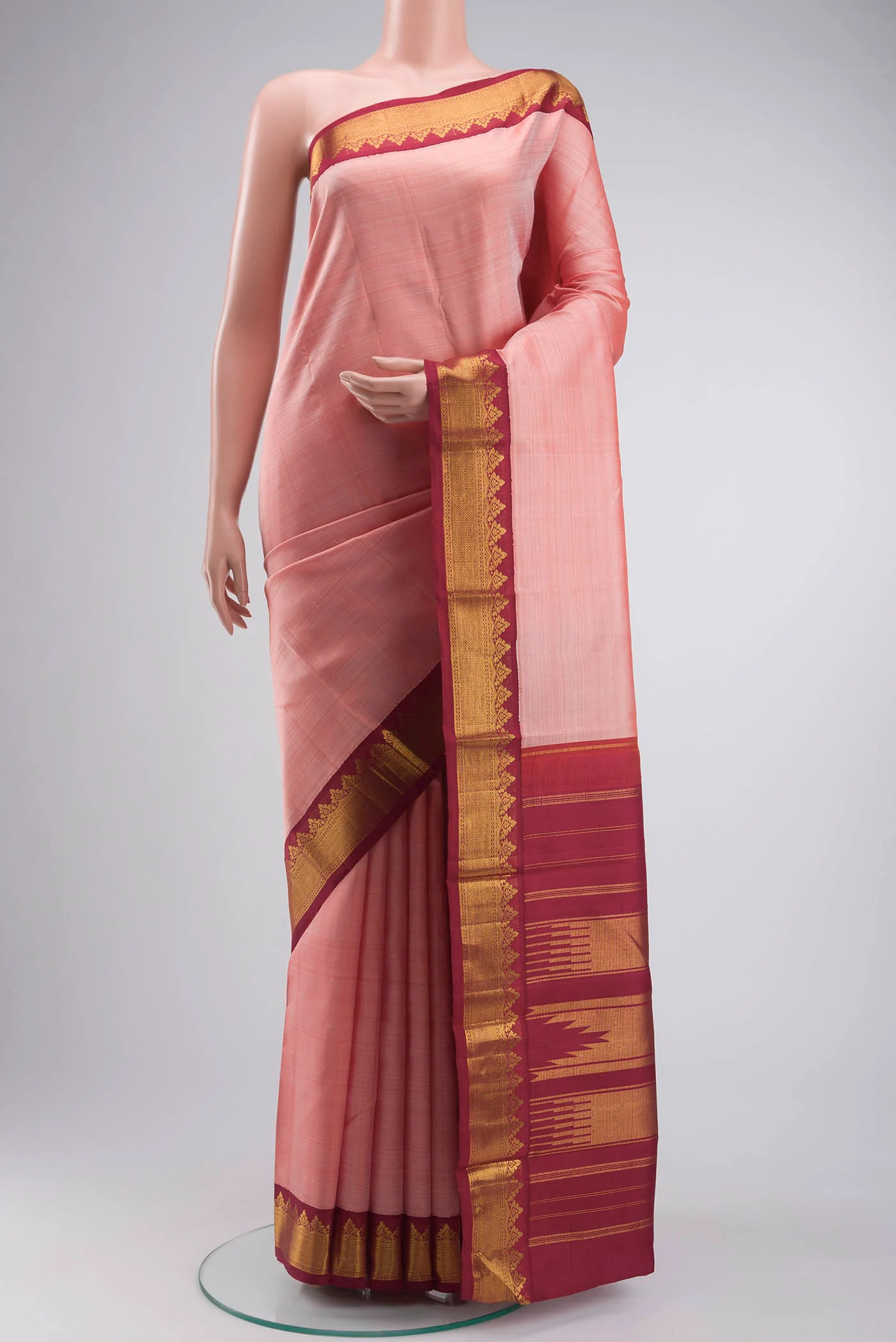 Peach Kanjivaram Silk Saree