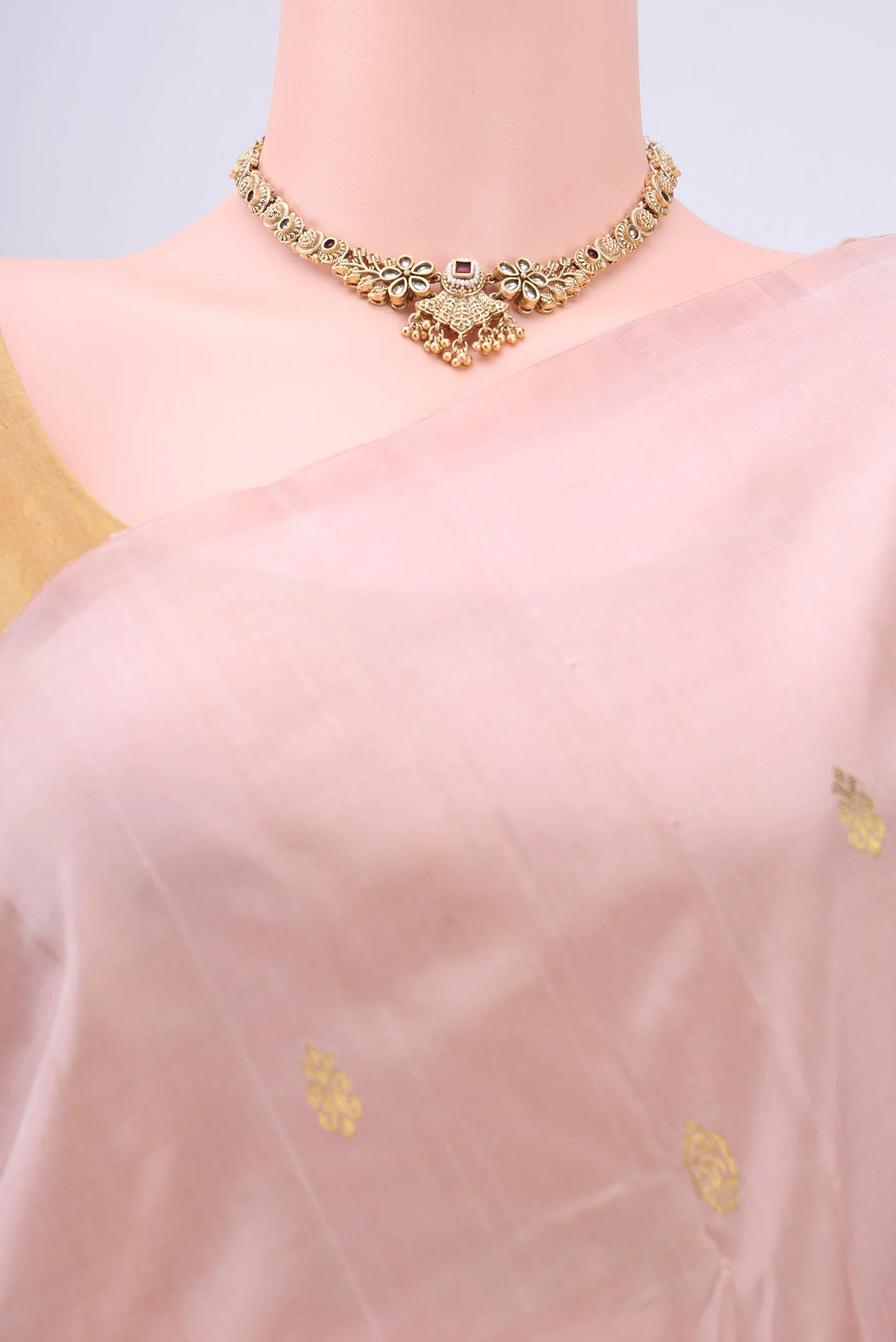 Rose pink Kanjivaram Silk Saree - Image 2