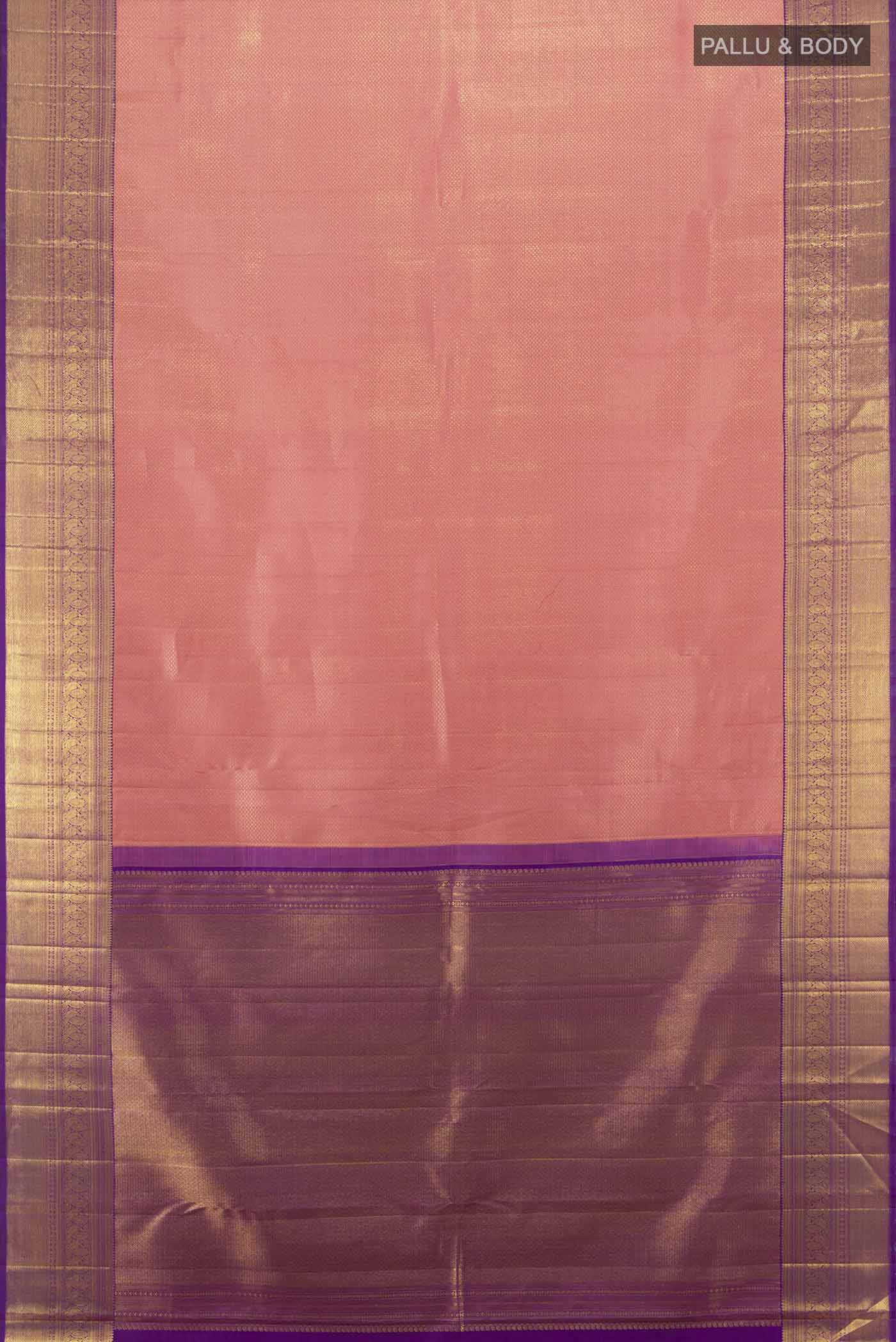 Coral Kanchipuram Silk Saree - Image 5