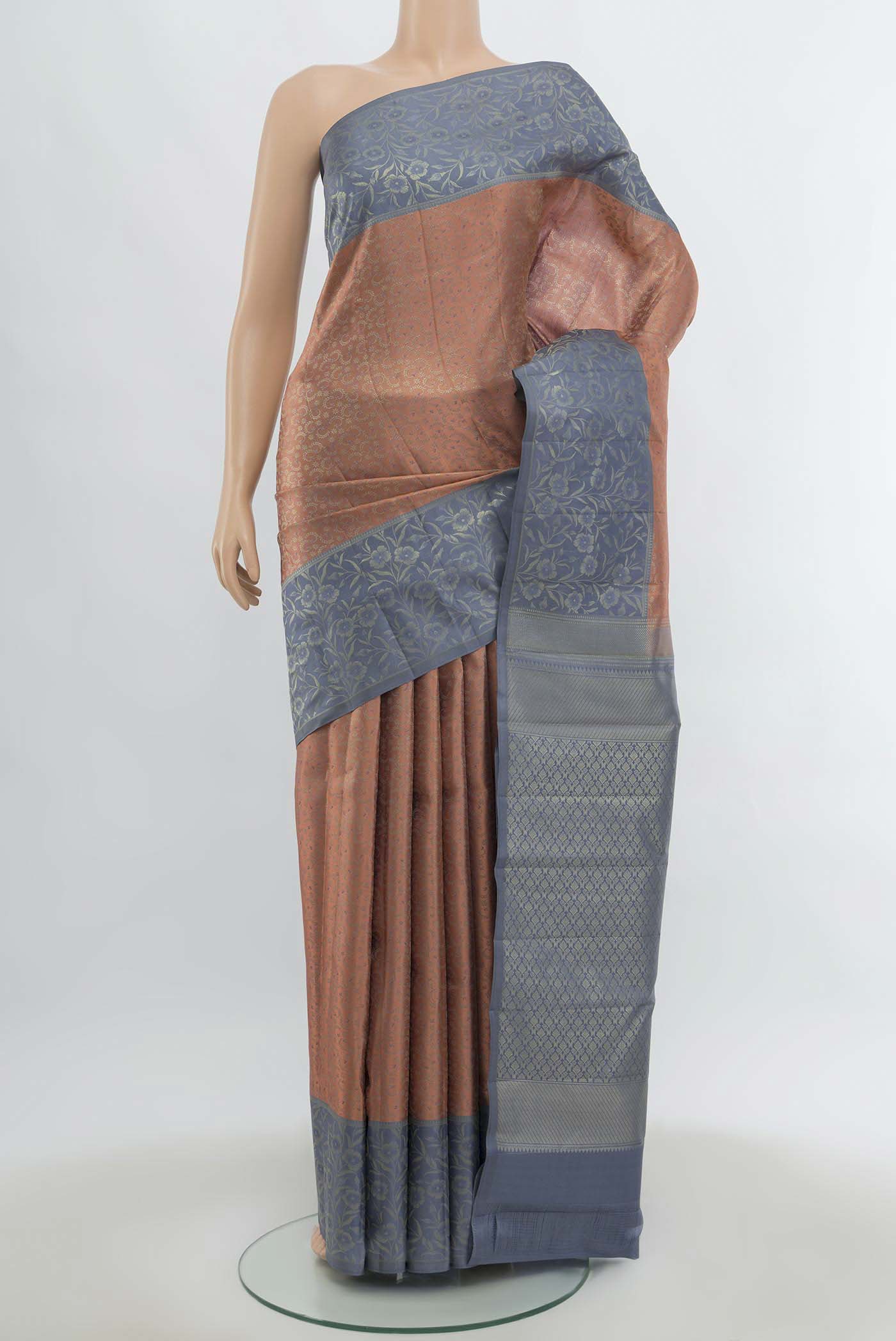 Peach Kanchipuram Silk Saree