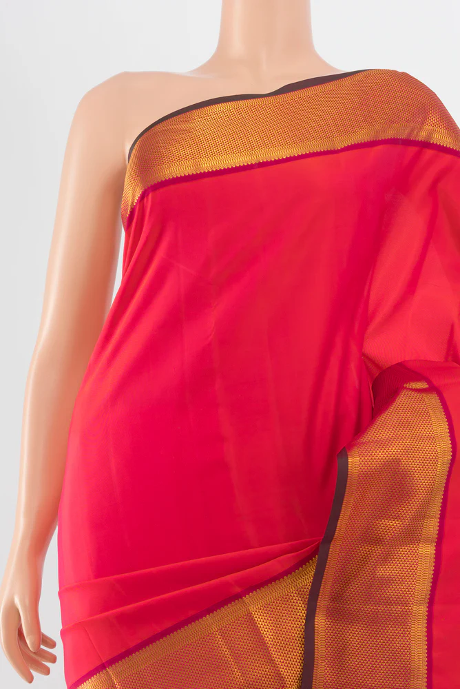 Pink with Orange Color Kanchipuram Silk Saree - Image 2