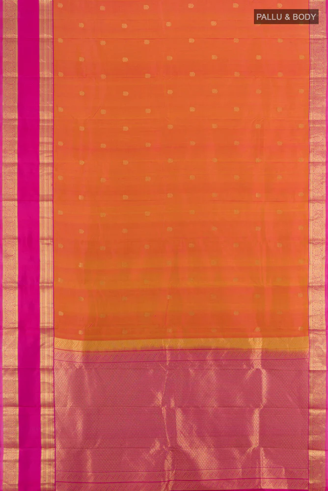 Mustard with Pink Color Kanchipuram Silk Saree - Image 5