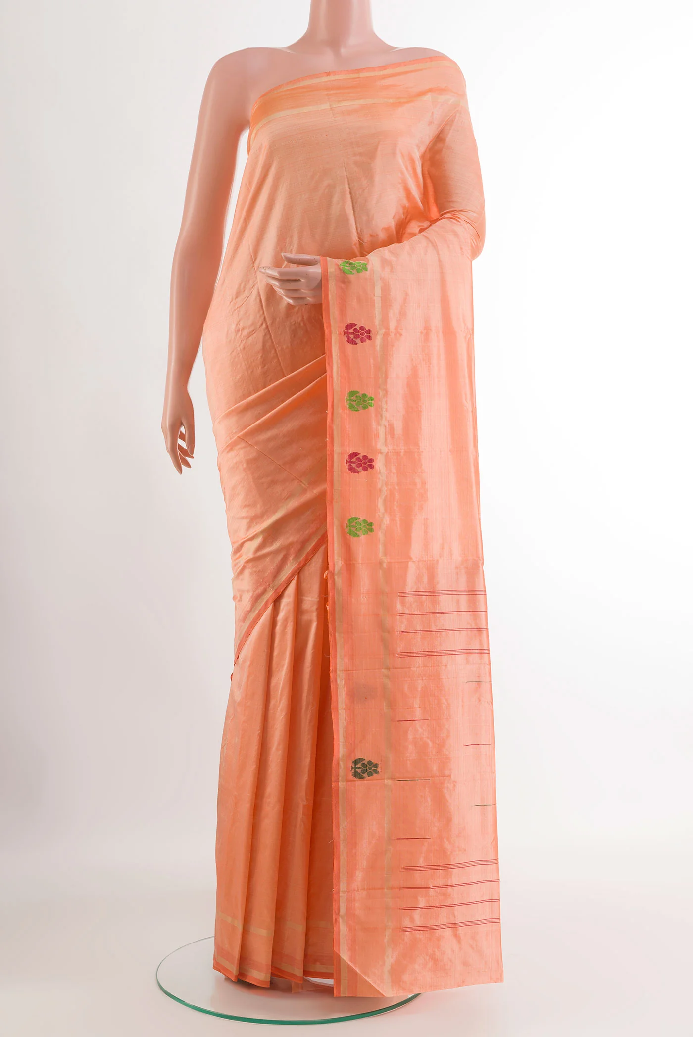 Peach Kanchipuram Silk Saree