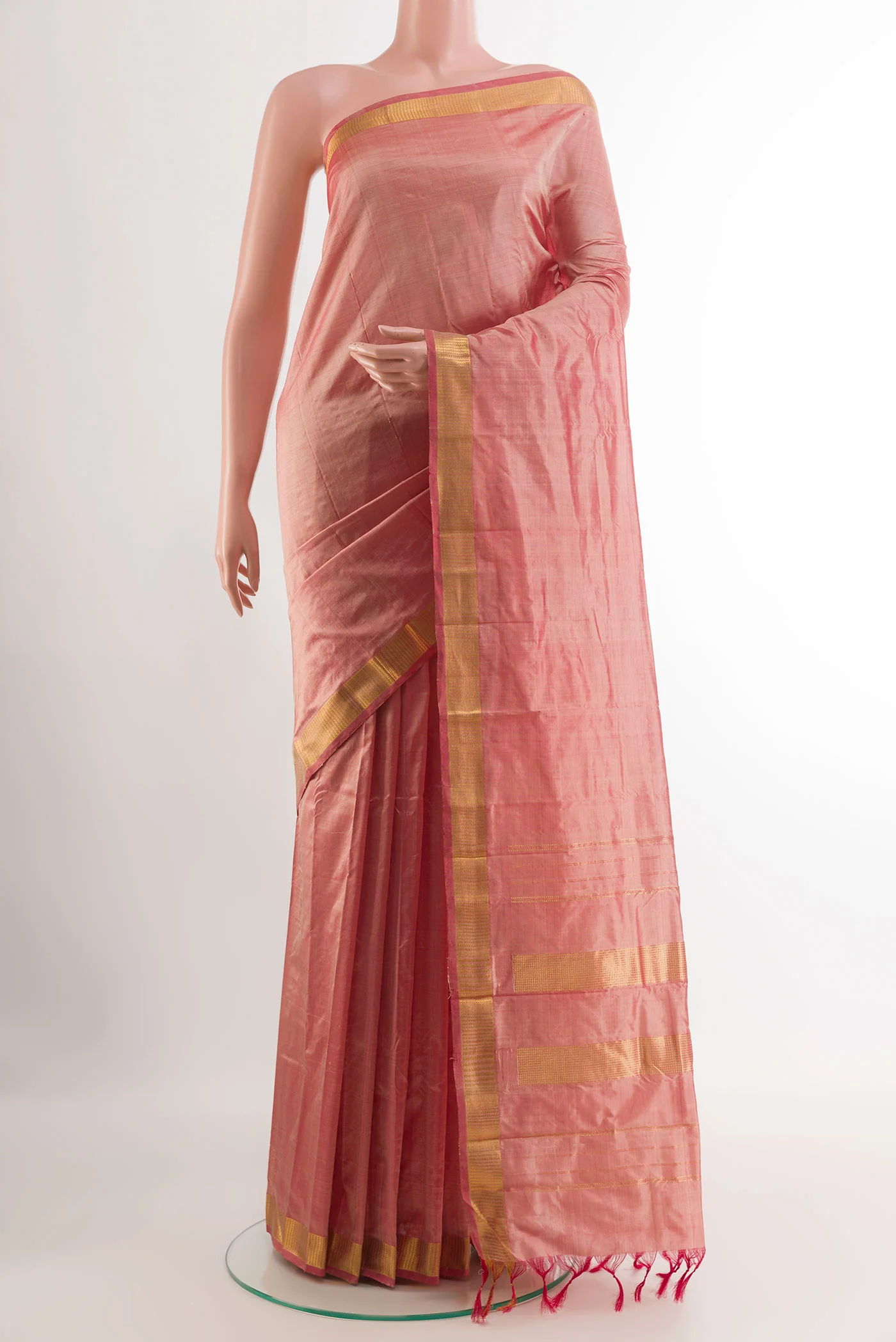Peach Kanchipuram Silk Saree