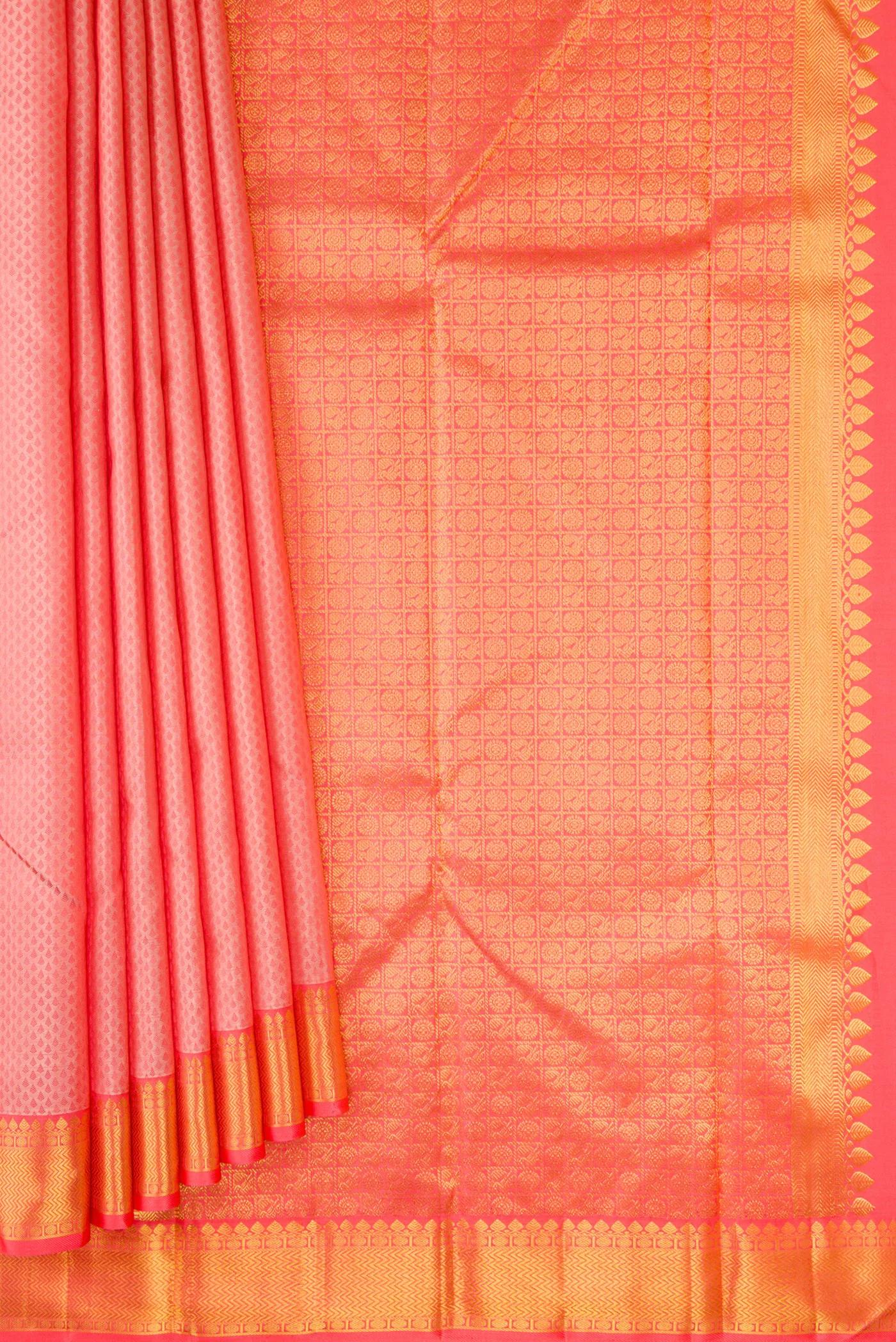 Peach Kanchipuram Silk Saree - Image 4