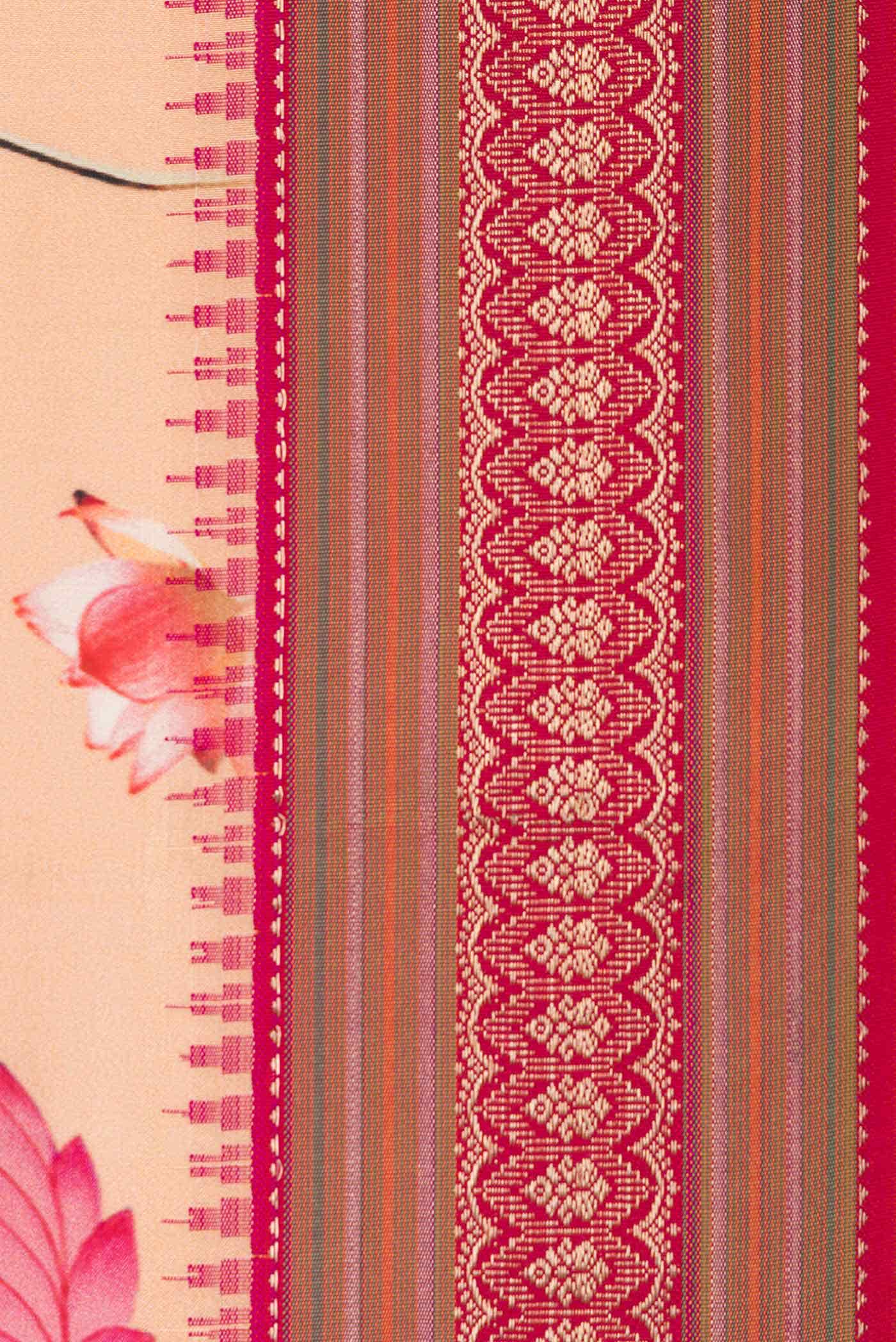 Peach Kanchipuram Silk Saree - Image 5