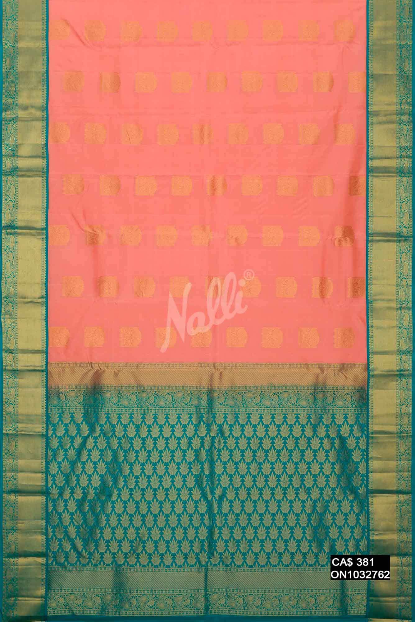 Peach Kanchipuram Silk Saree