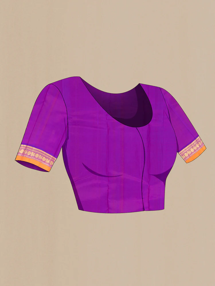 Orange Kanjivaram Silk Saree - Image 4