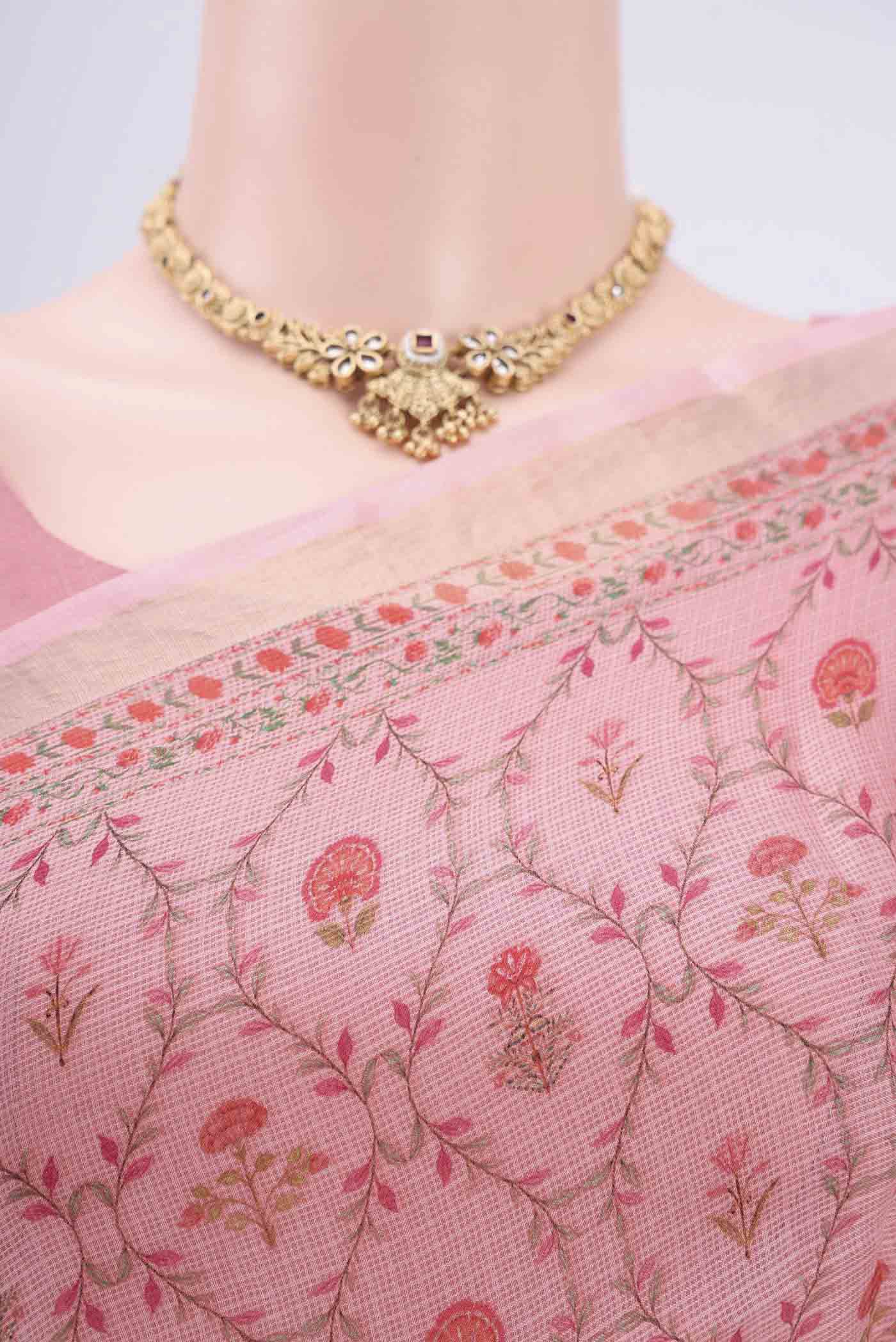 Rose pink Kota Silk Saree - Image 2