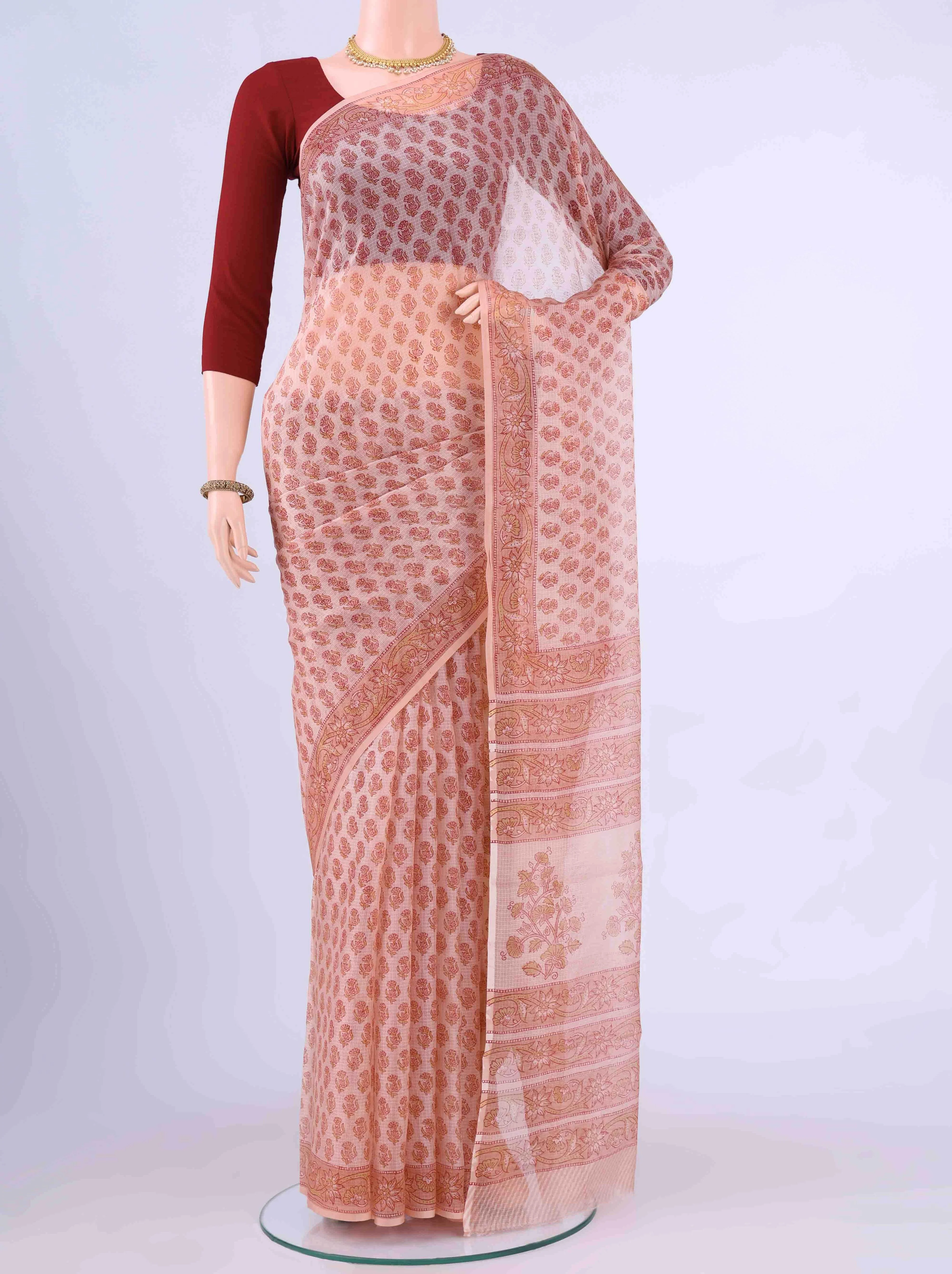 Peach Kota Silk Saree