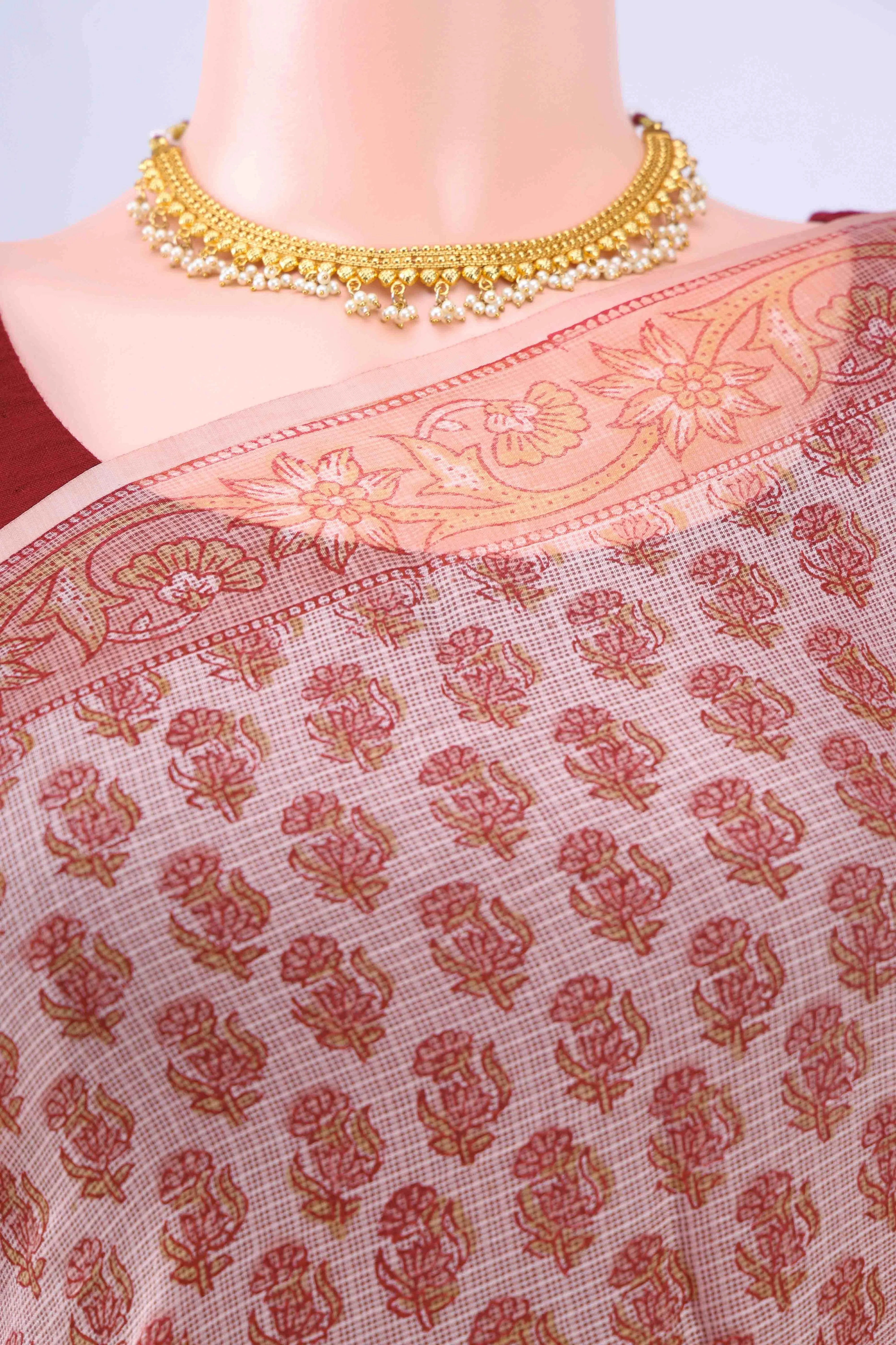 Peach Kota Silk Saree - Image 3