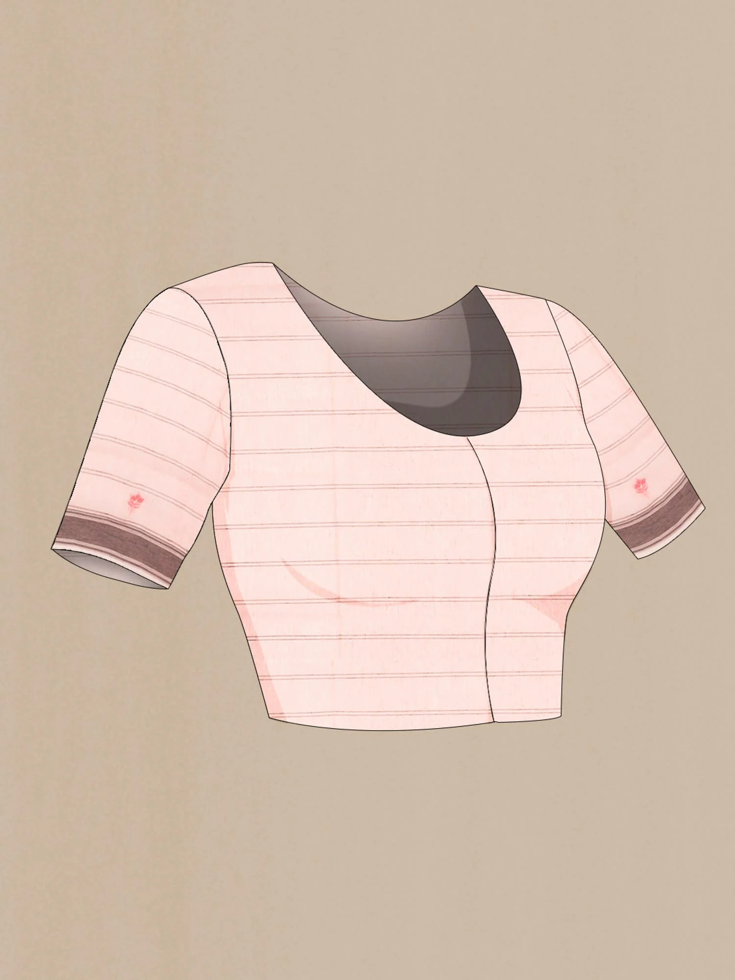 Peach Linen Cotton Saree - Image 3