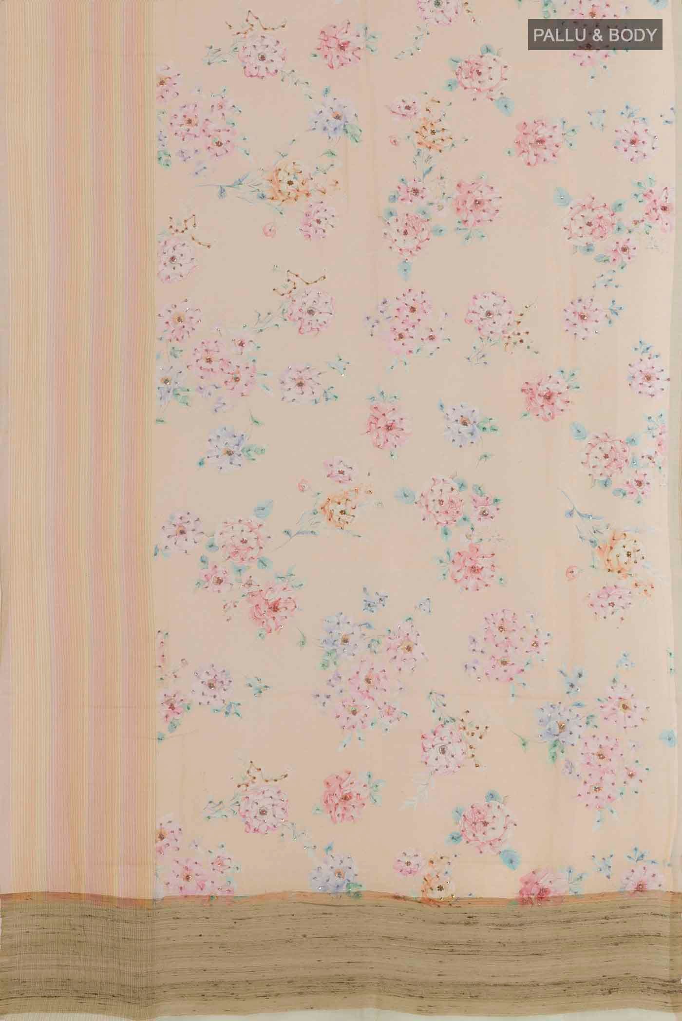 Peach Linen Saree - Image 3