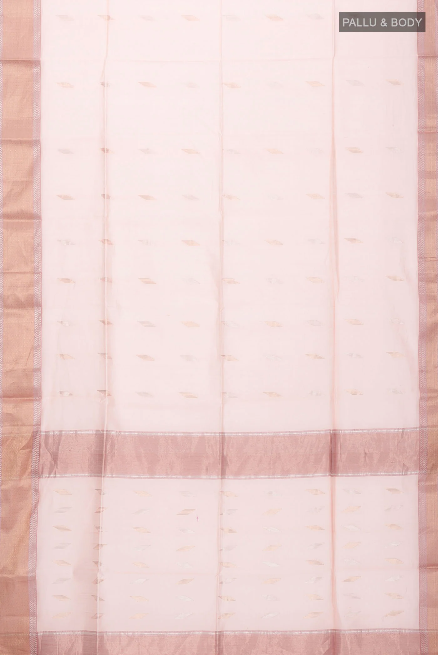 Peach Maheshwari Silk Cotton Saree - Image 3
