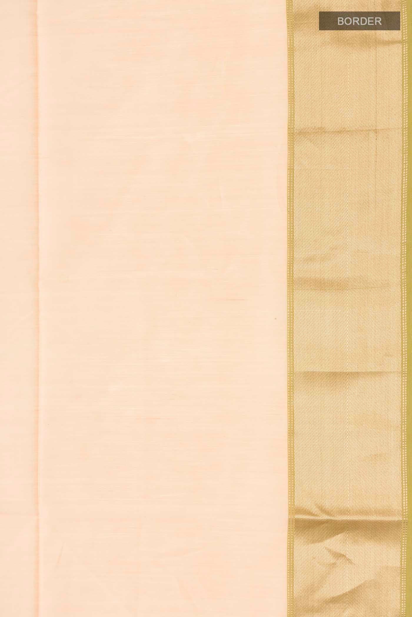 Peach Maheshwari Silk Cotton Saree - Image 3