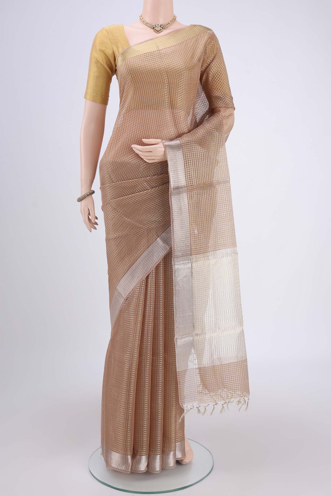 Peach MP Tussar Saree
