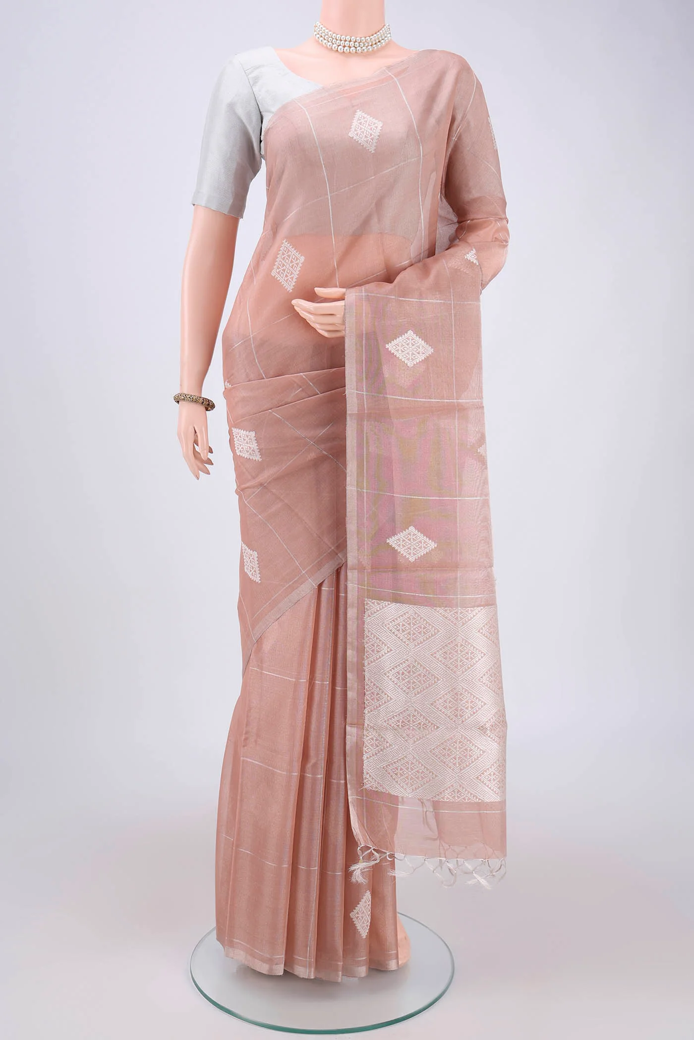 Rose Gold MP Tussar Saree