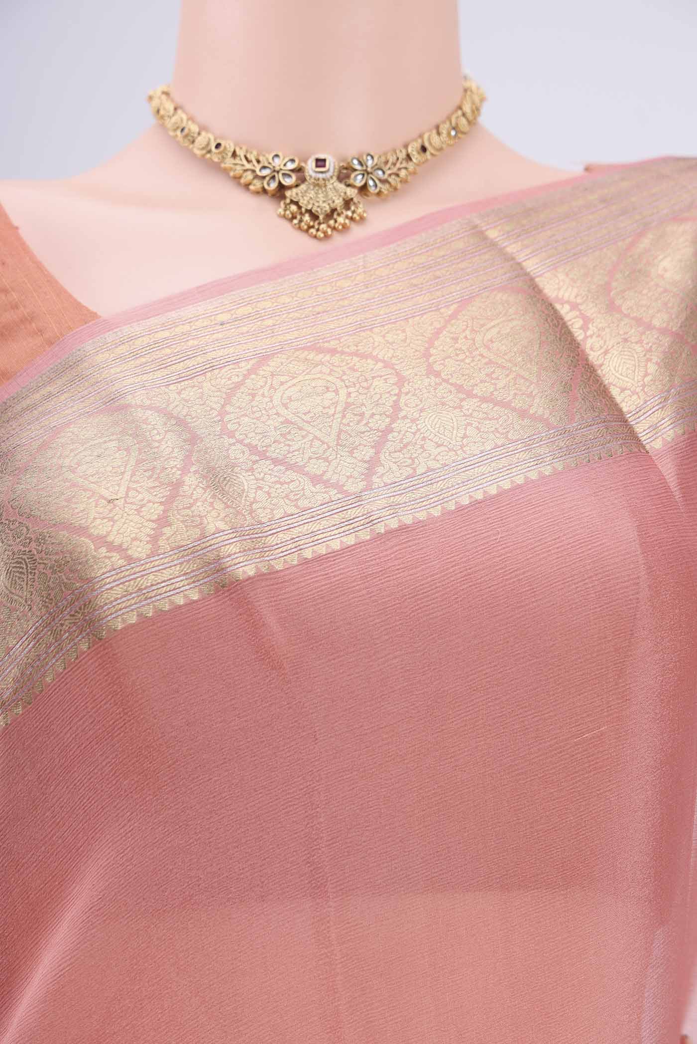 Coral Mysore Chiffon Saree - Image 2