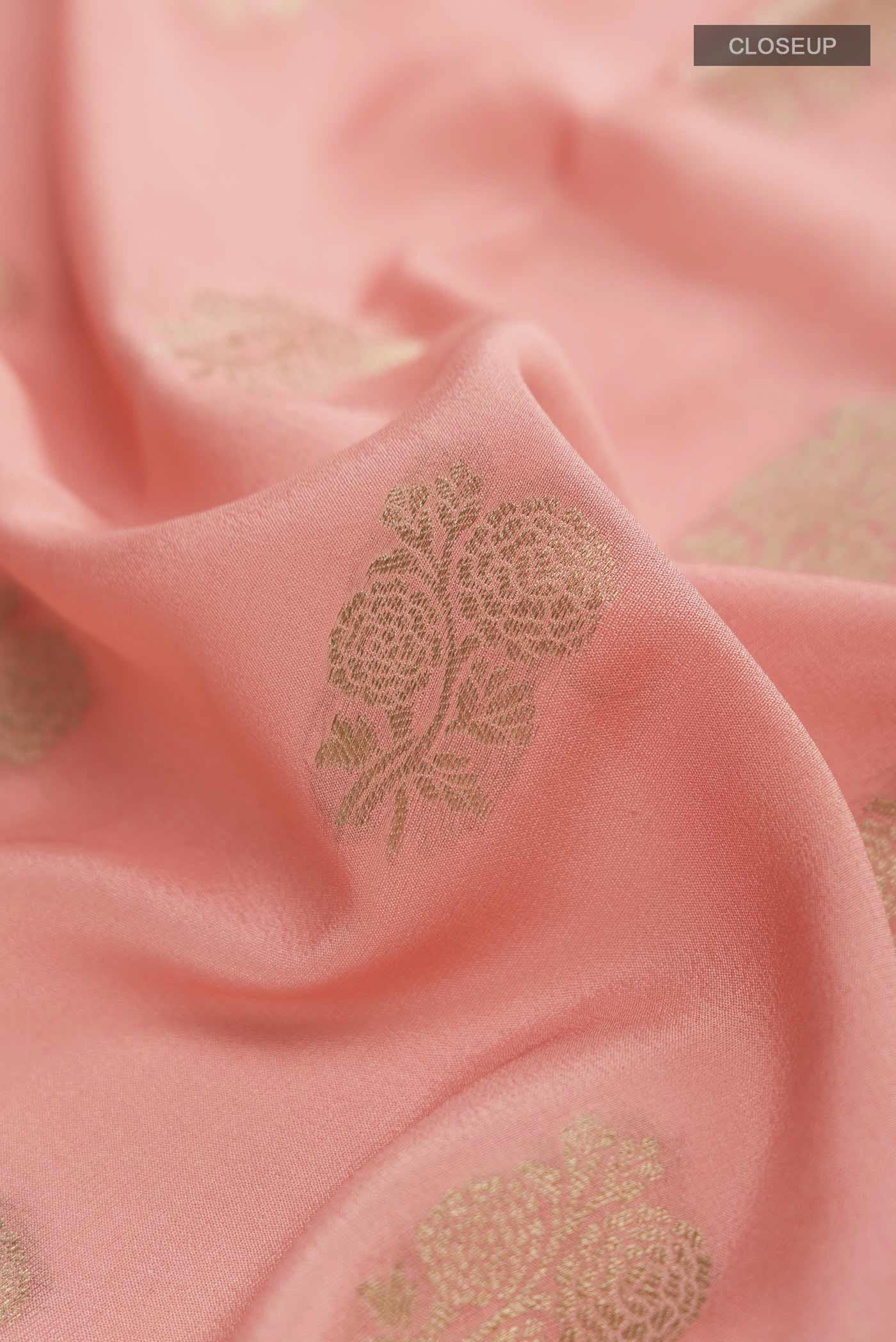 Peach Mysore Crepe Saree - Image 2