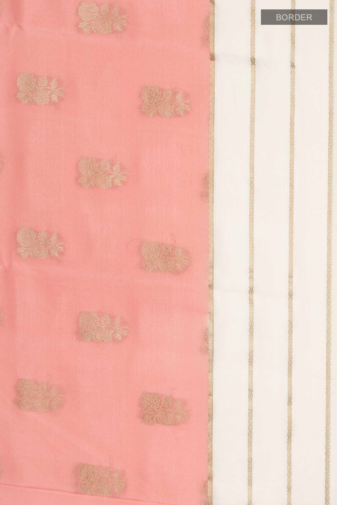 Peach Mysore Crepe Saree - Image 3