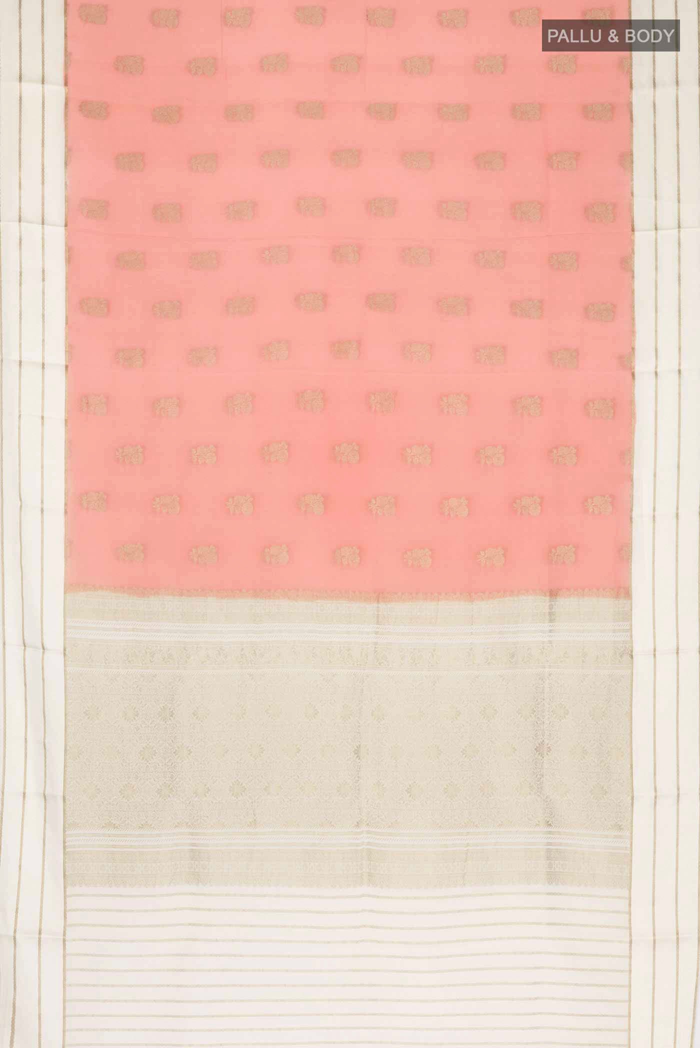 Peach Mysore Crepe Saree - Image 6