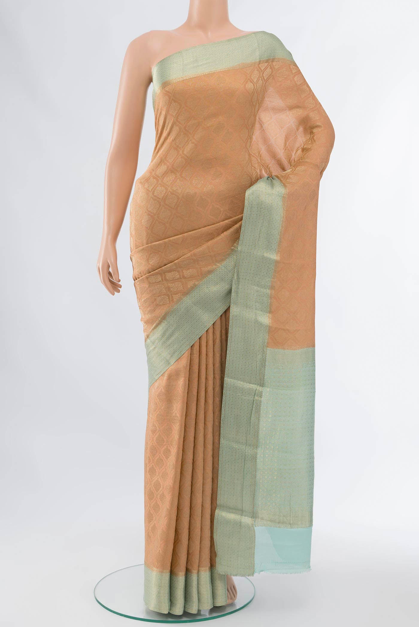 Peach Mysore Crepe Saree