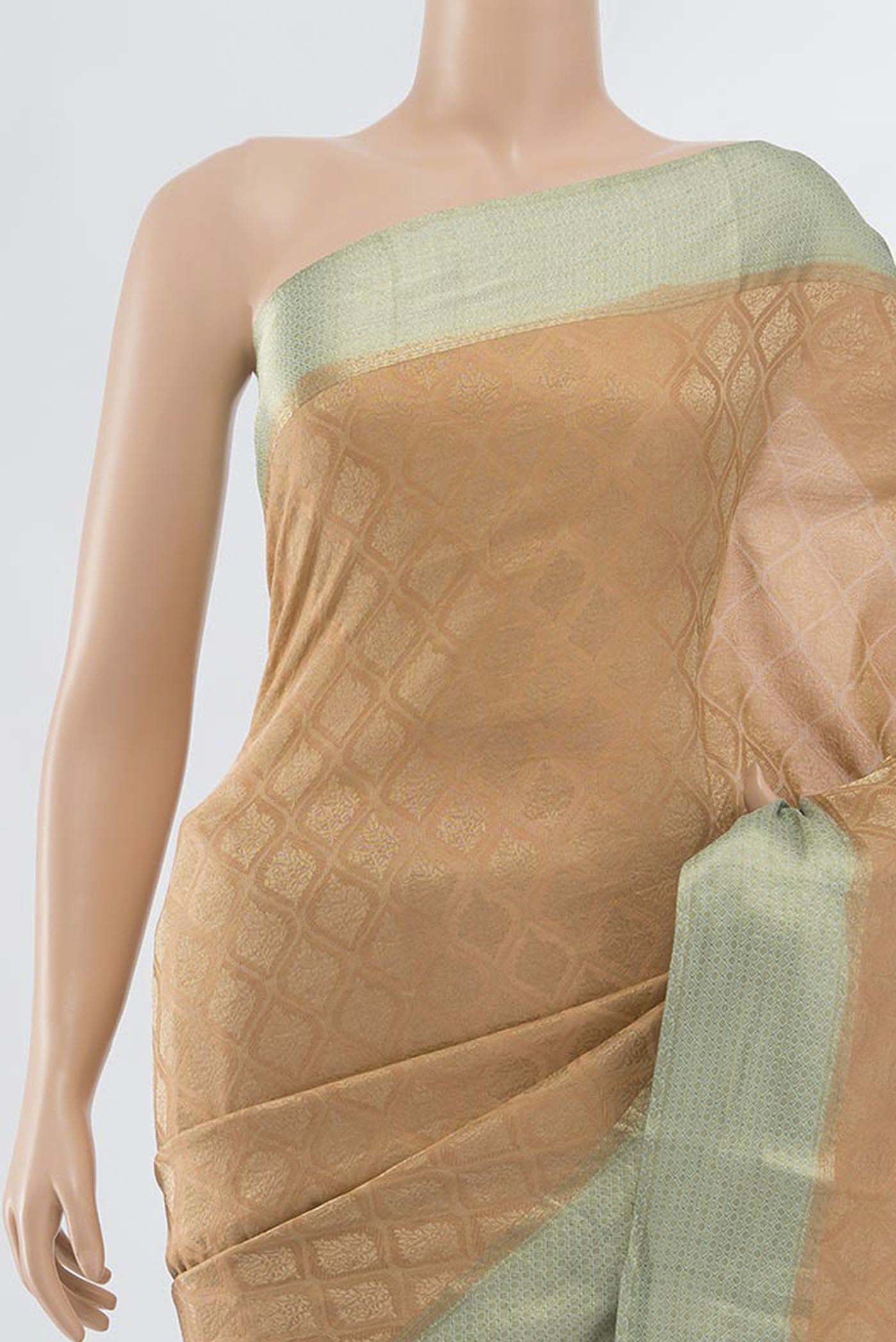 Peach Mysore Crepe Saree - Image 2