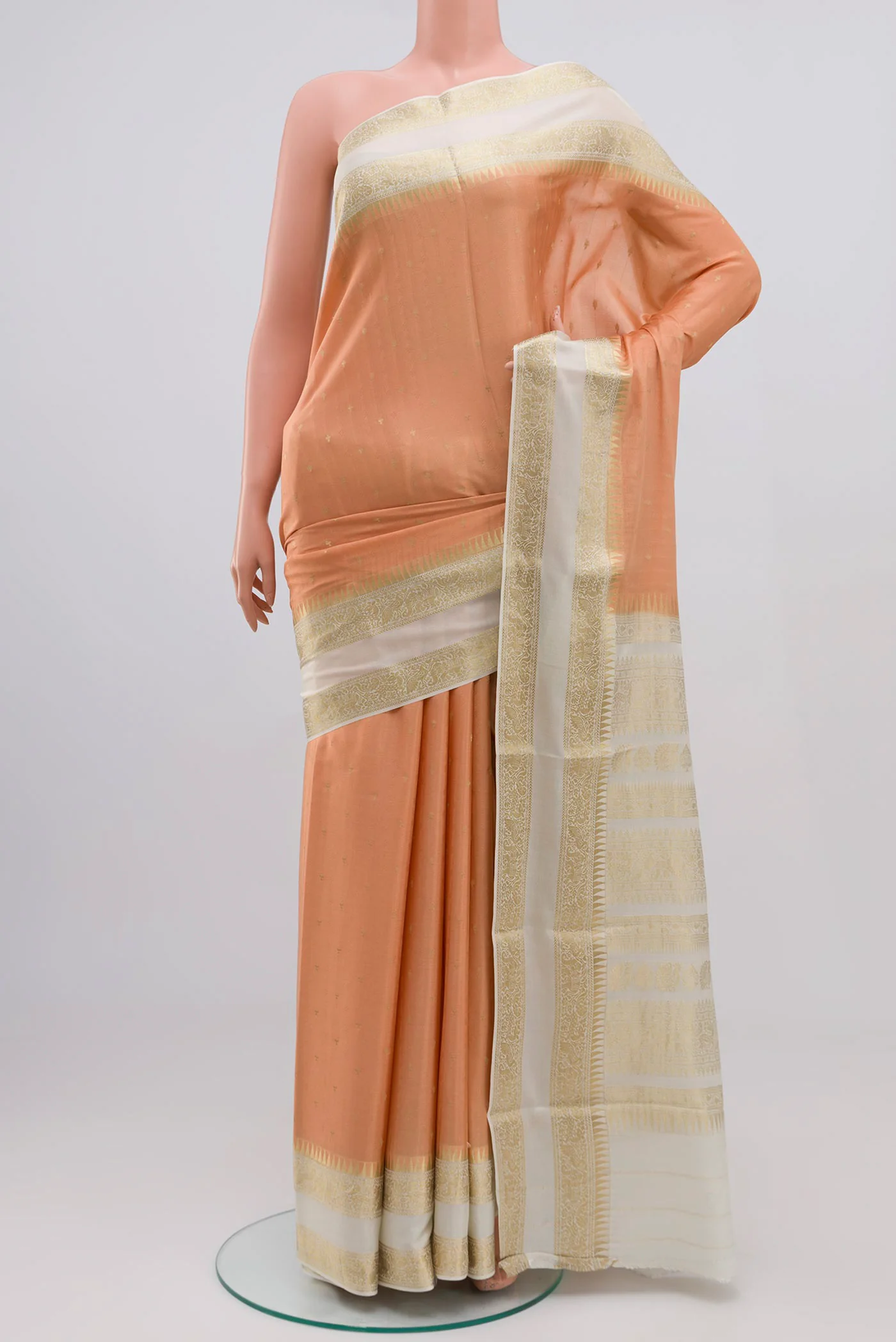 Peach Mysore Crepe Saree