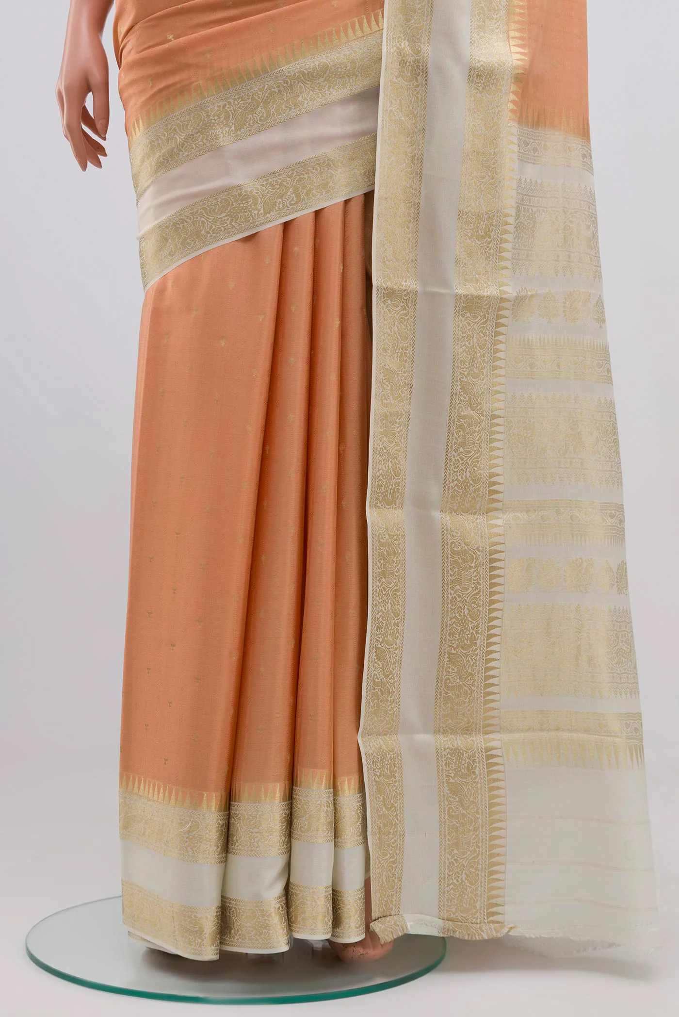 Peach Mysore Crepe Saree - Image 3