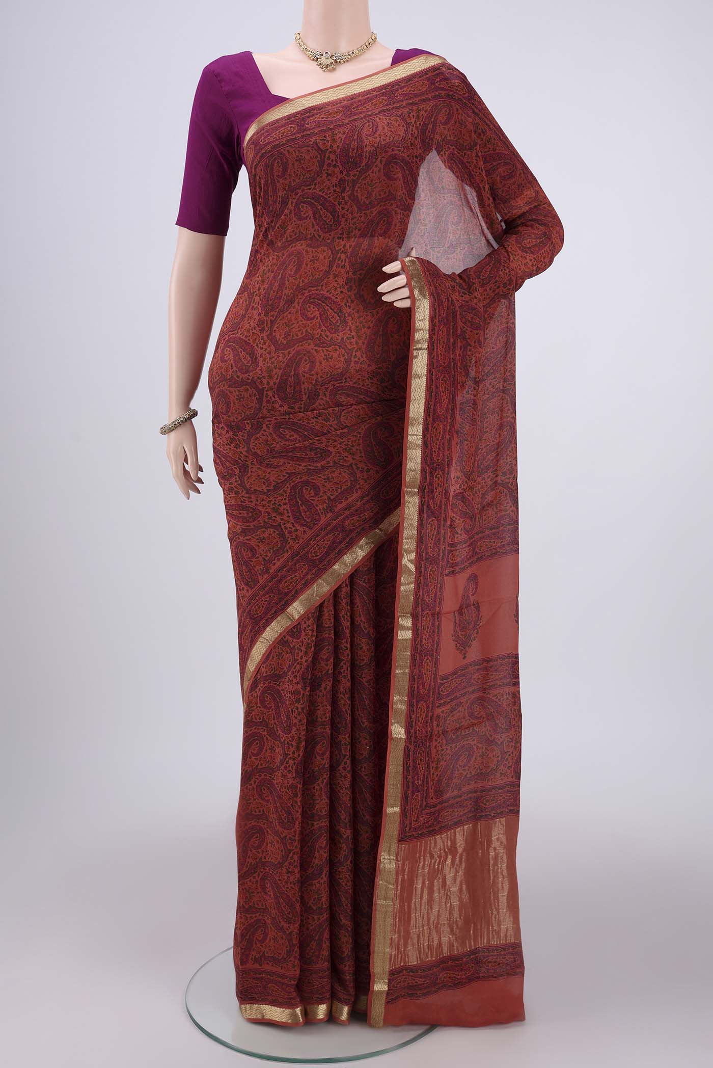 Coral Mysore Crepe Saree