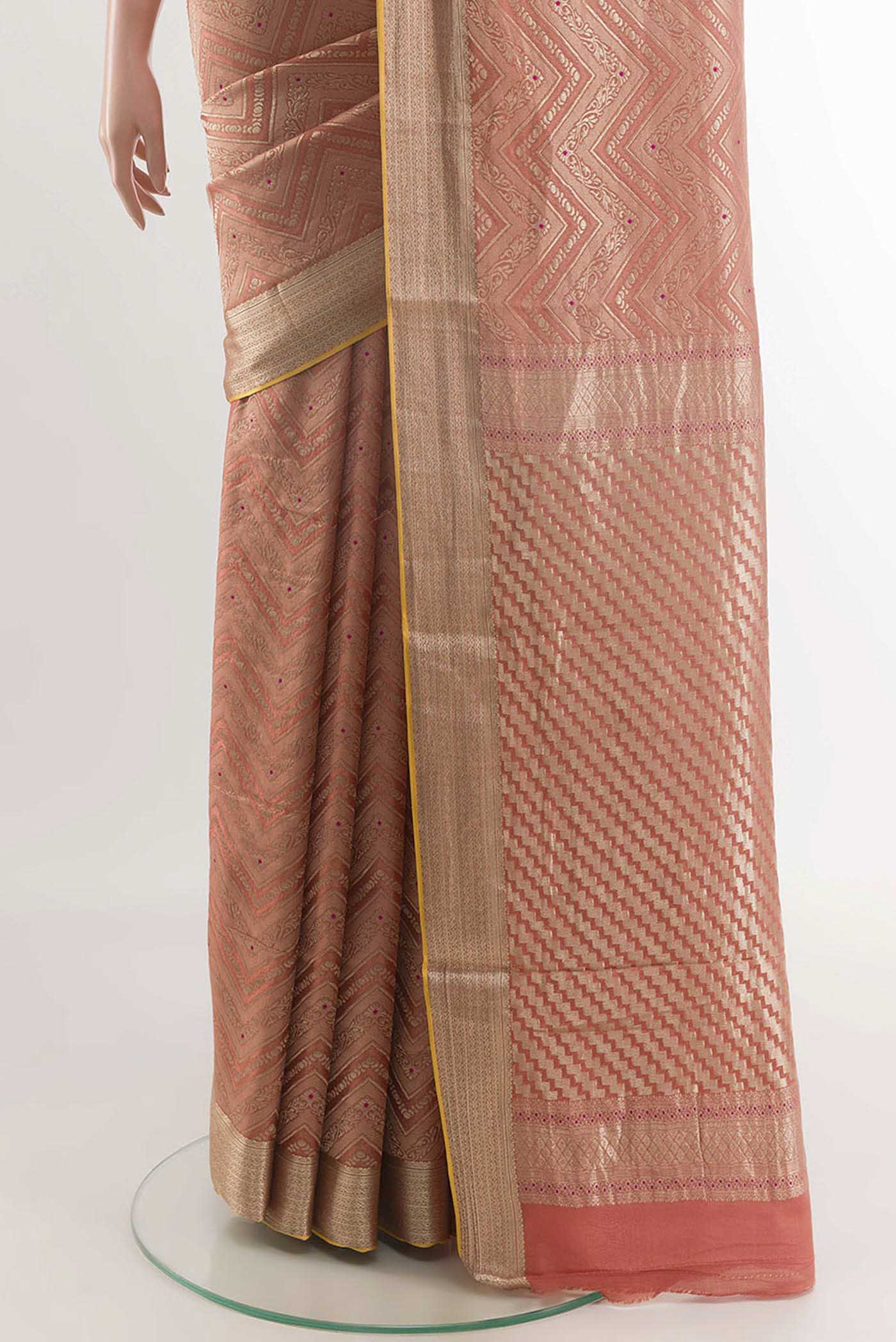 Peach Mysore Crepe Saree - Image 3