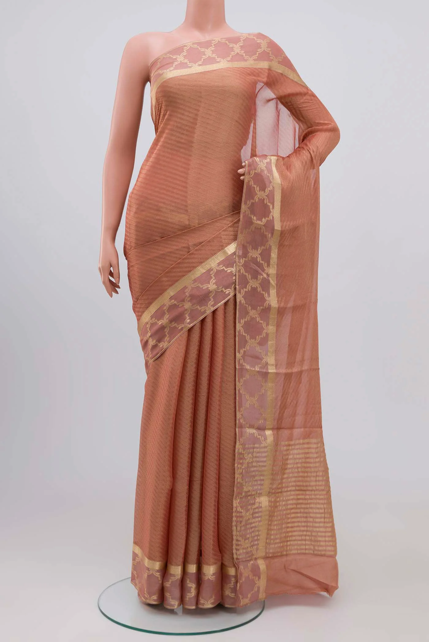 Peach Mysore Georgette Saree