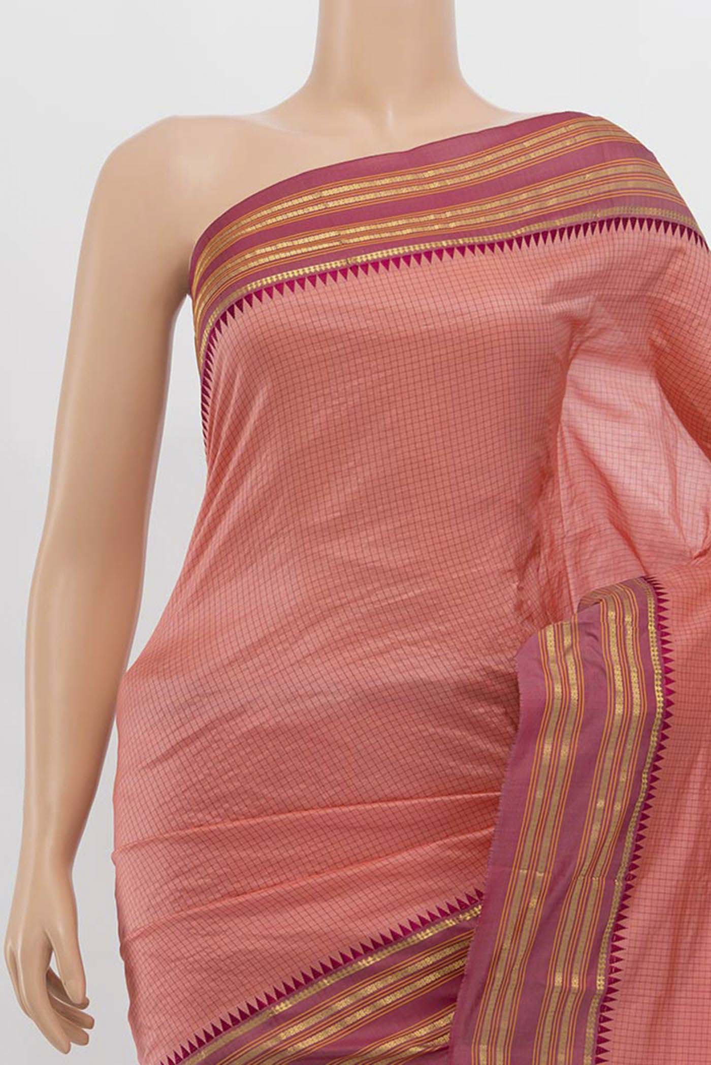 Coral Narayanpet Silk Saree - Image 2