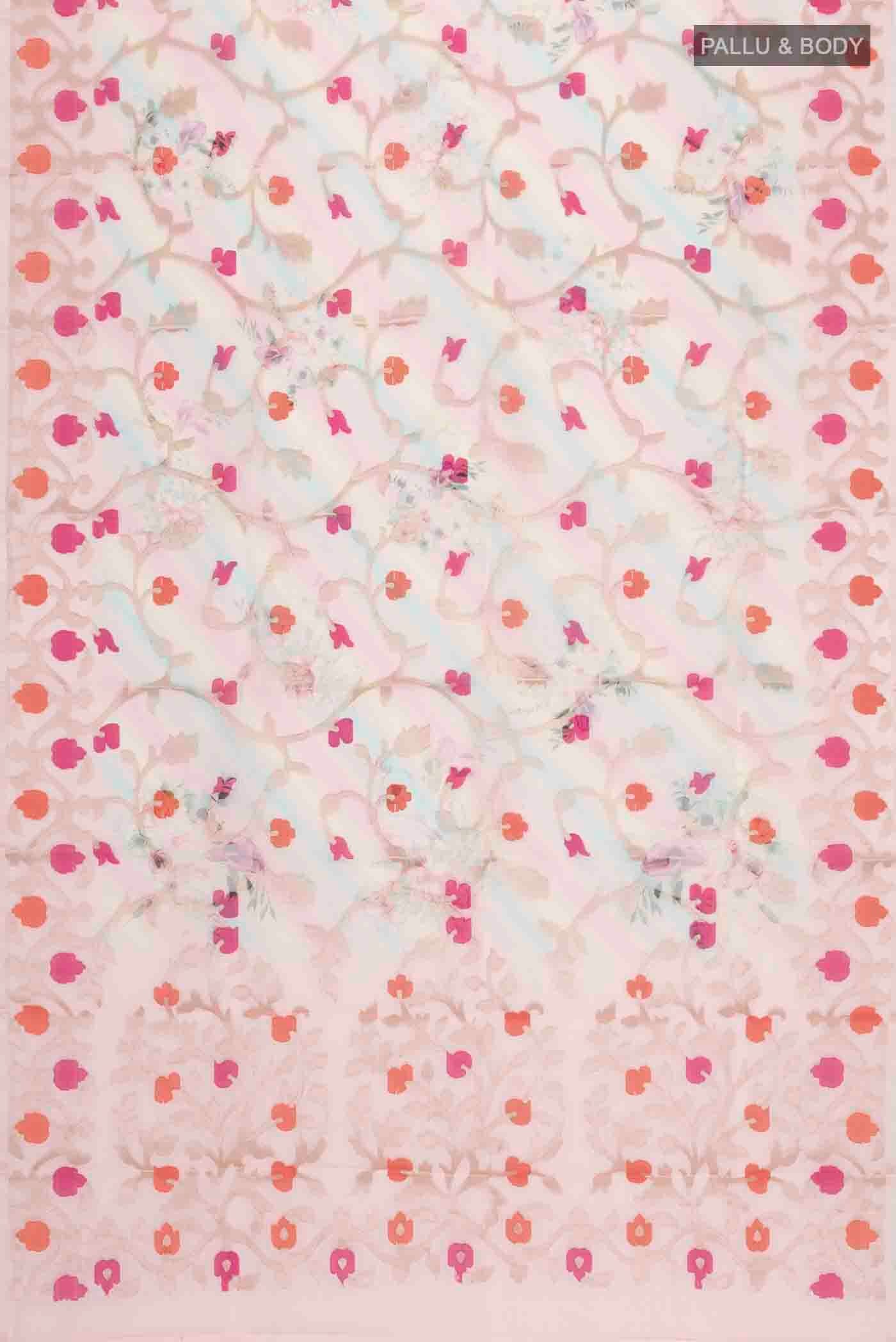 Peach Organza Silk Saree - Image 3