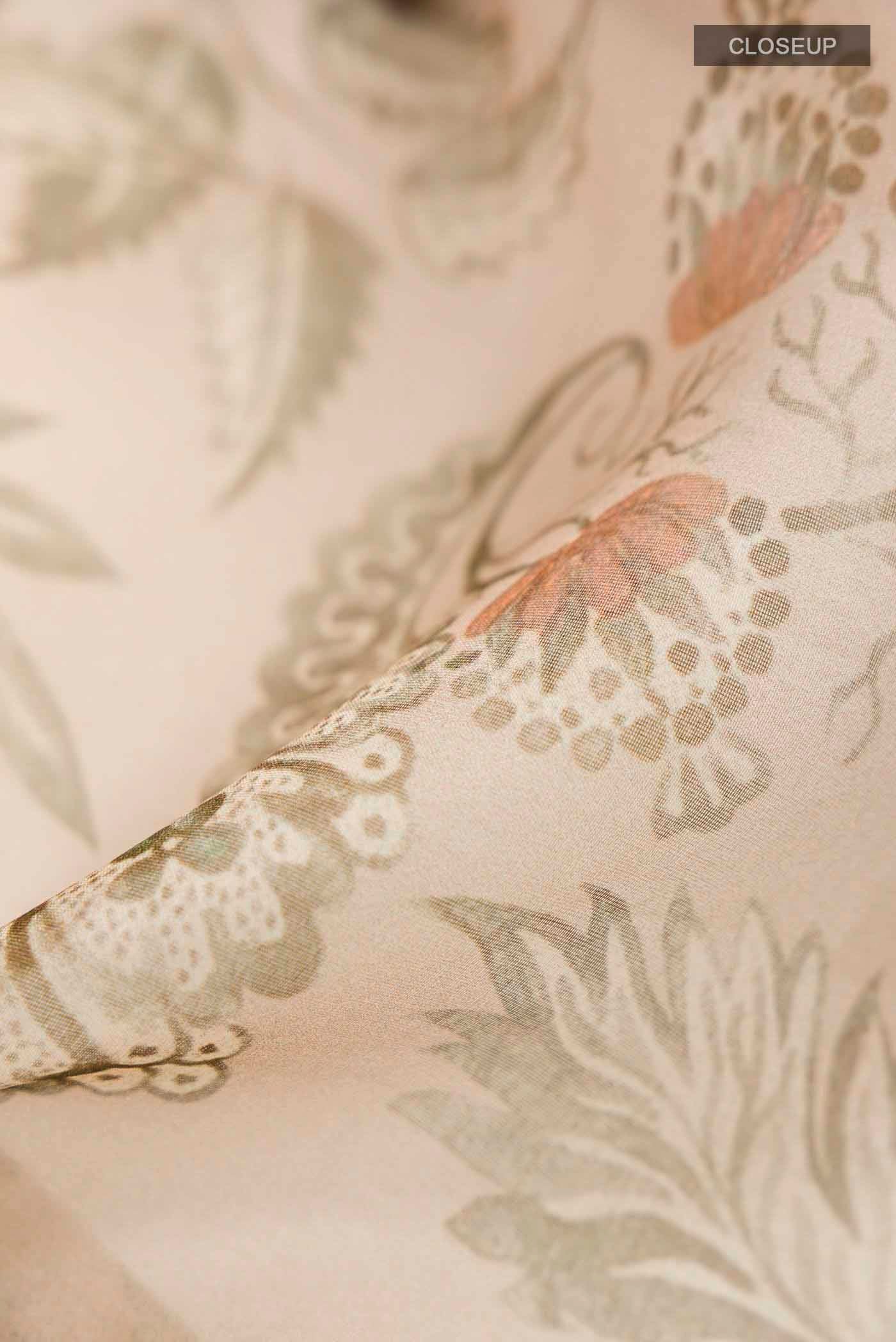 Beige Organza Silk Saree - Image 2