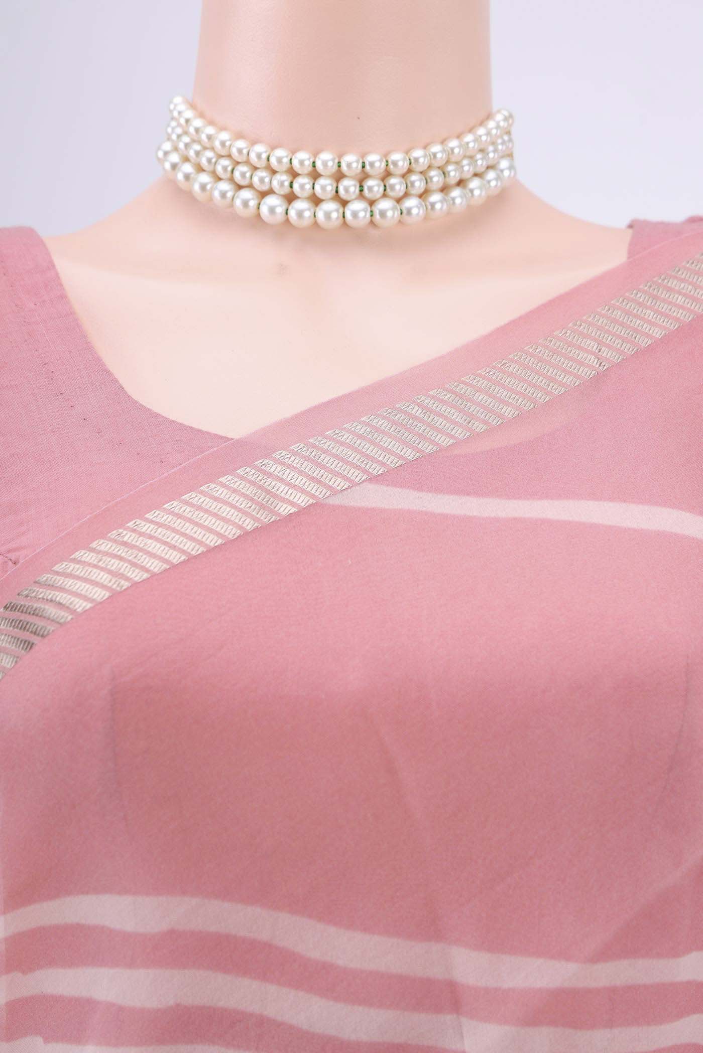 Rose pink Organza Silk Saree - Image 2