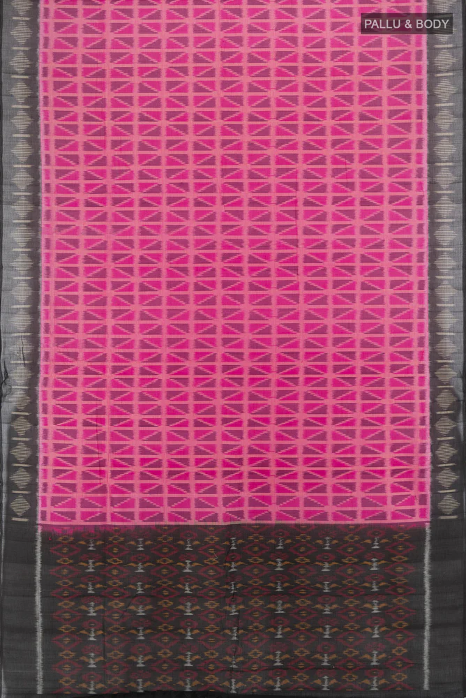 Pink Pochampally Cotton Saree - Image 5
