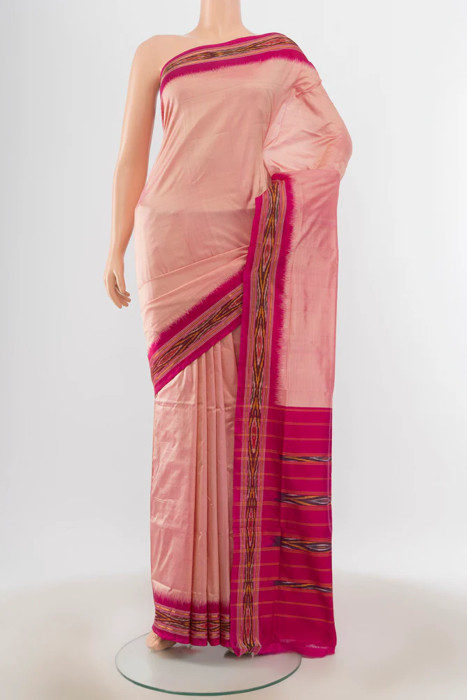 Rose pink Pochampally Silk Saree
