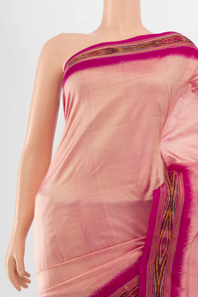 Rose pink Pochampally Silk Saree - Image 2