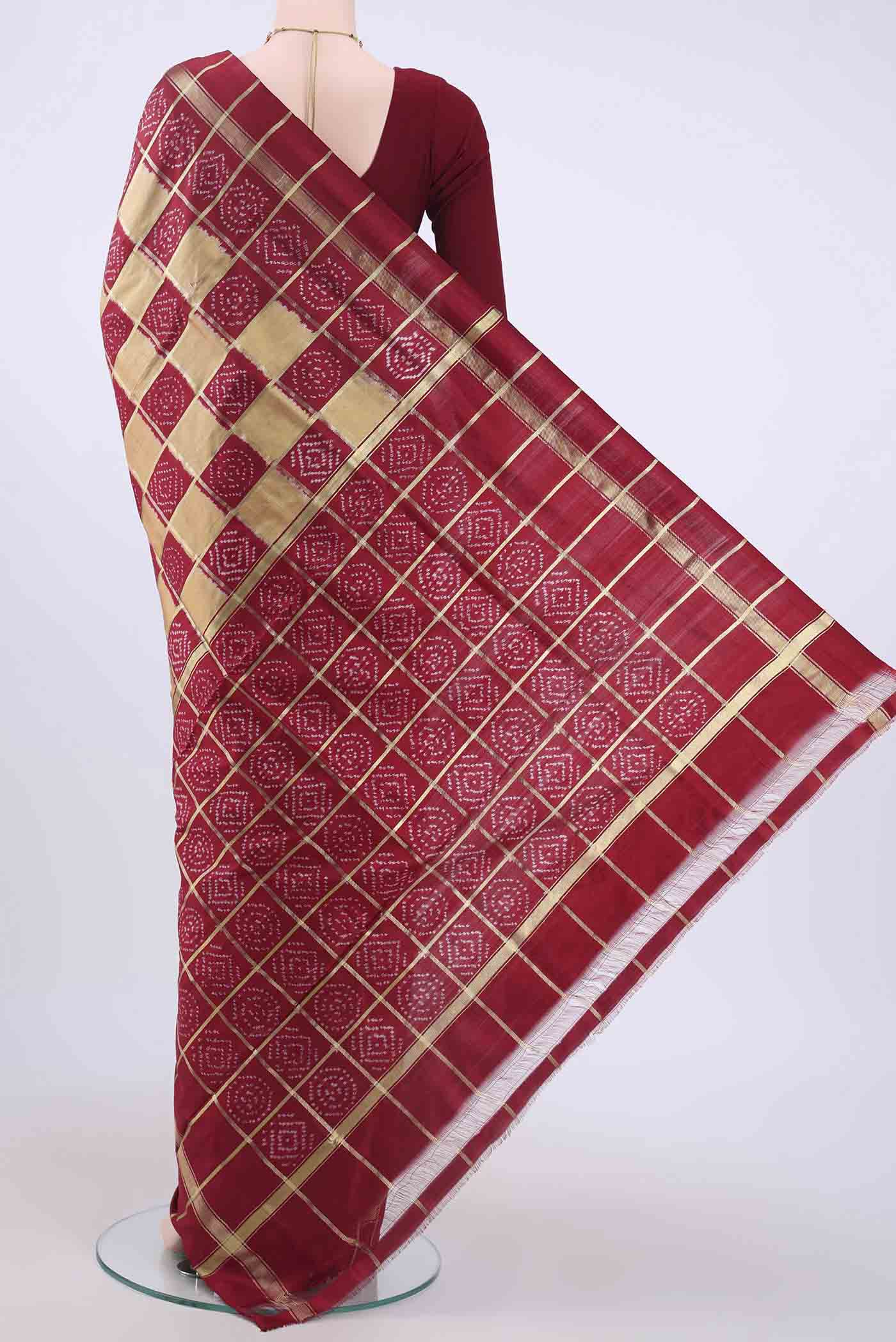 Peach Pochampally Silk Saree - Image 3