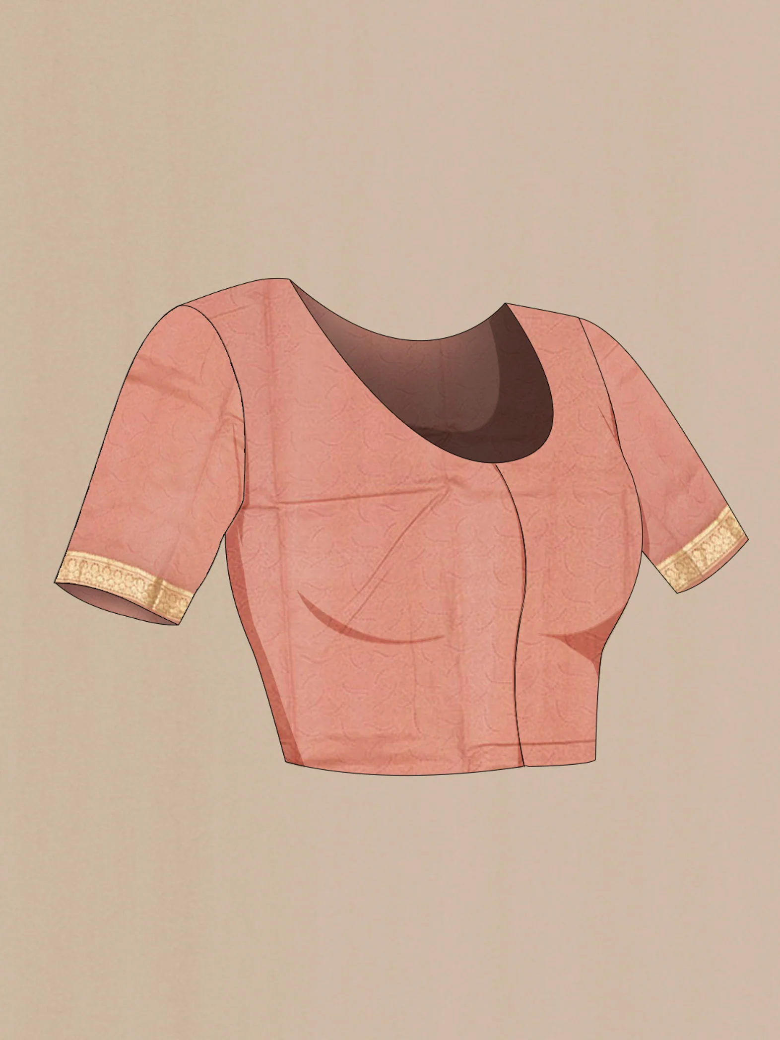 Peach Printed Silk Saree - Image 2