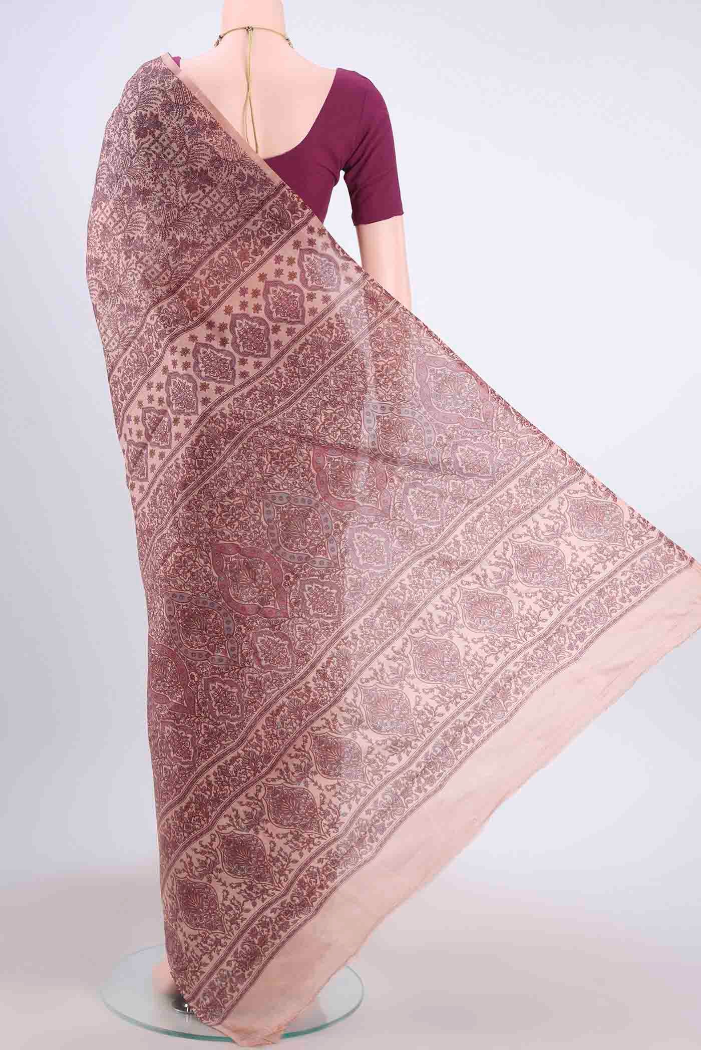 Peach Printed Silk Saree - Image 3