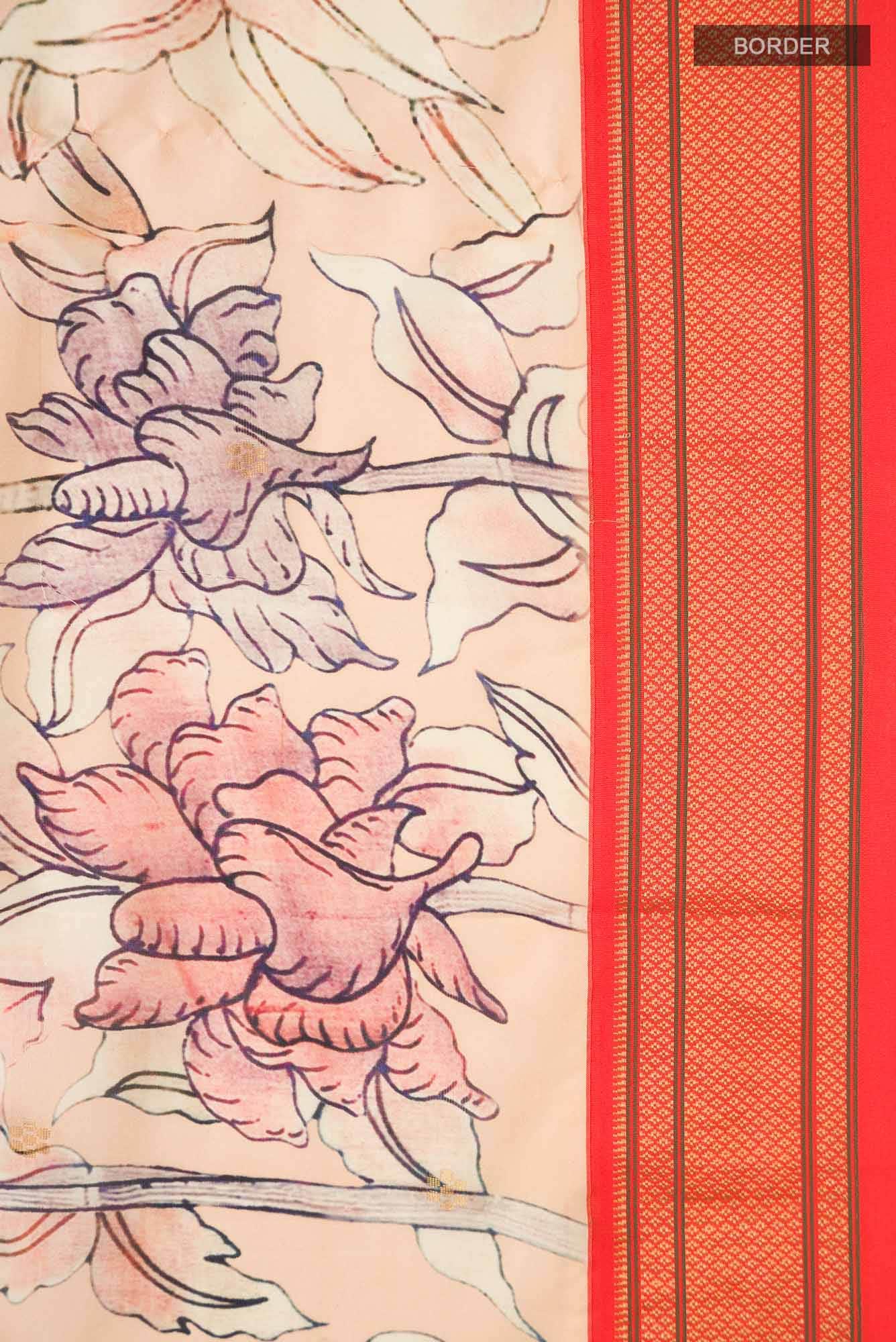 Peach Printed Silk Saree - Image 5