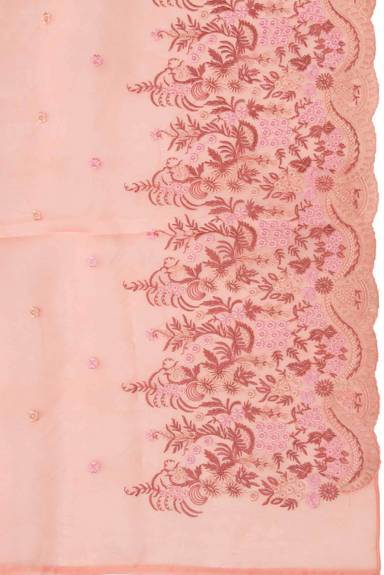 Lover’s lush Peach floral design saree from Embroidered Romance Collection by Nalli - Image 6