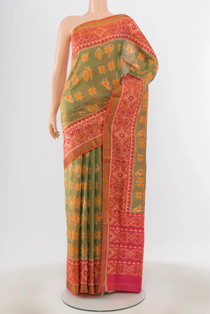 Light Green Rajkot Patola Silk Saree