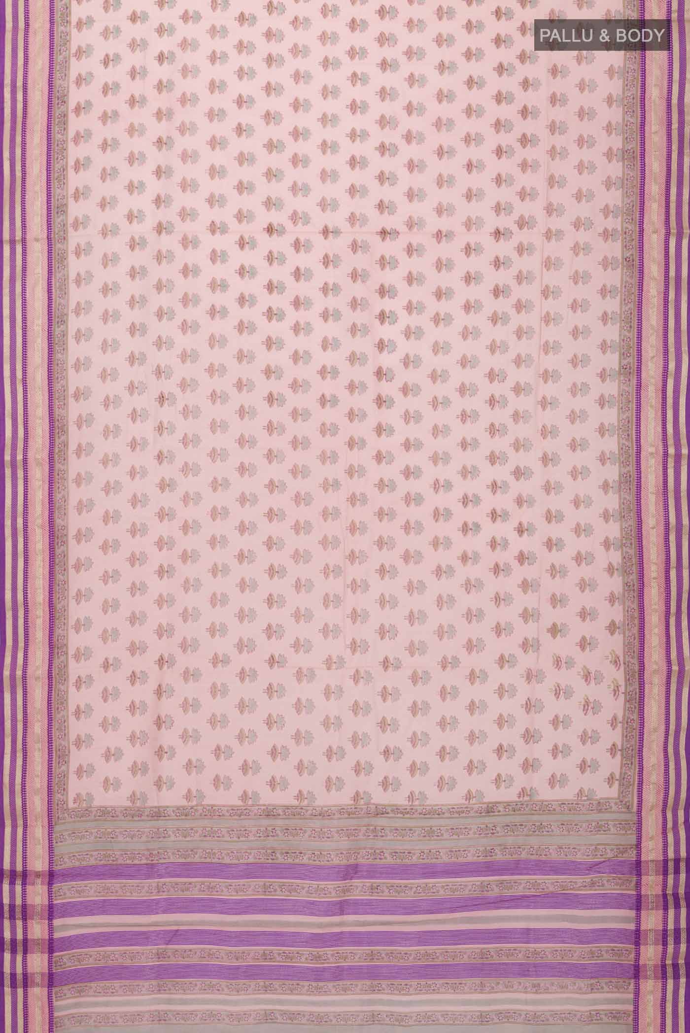 Peach Silk Cotton Saree - Image 3